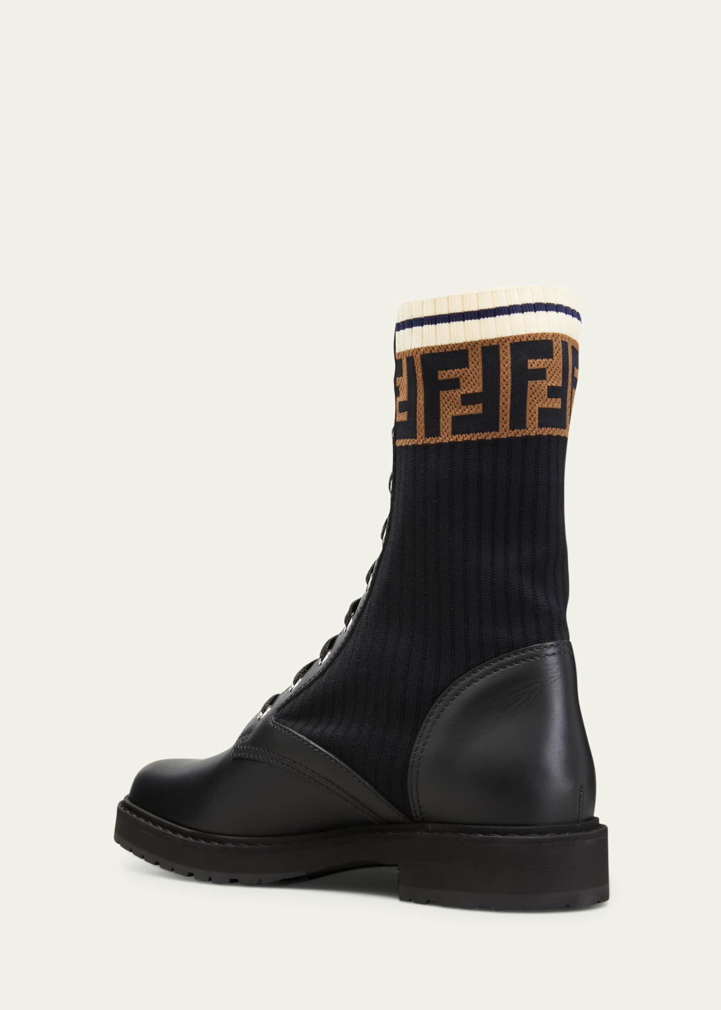 Fendi Leather Combat Boot with FF Cuff Image 4 of 5