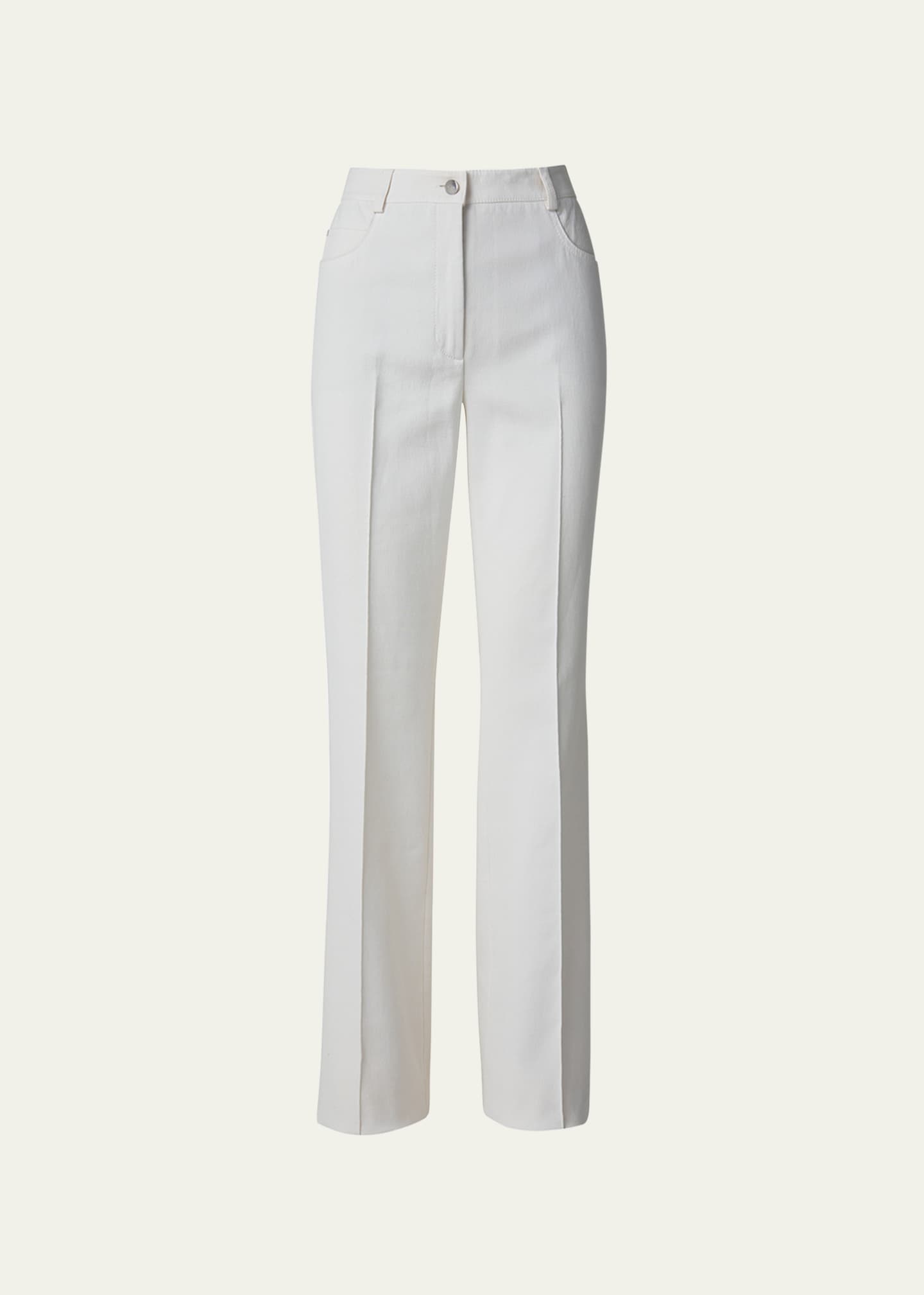 Akris Slim-Leg Cotton-Stretch Pants Image 1 of 3