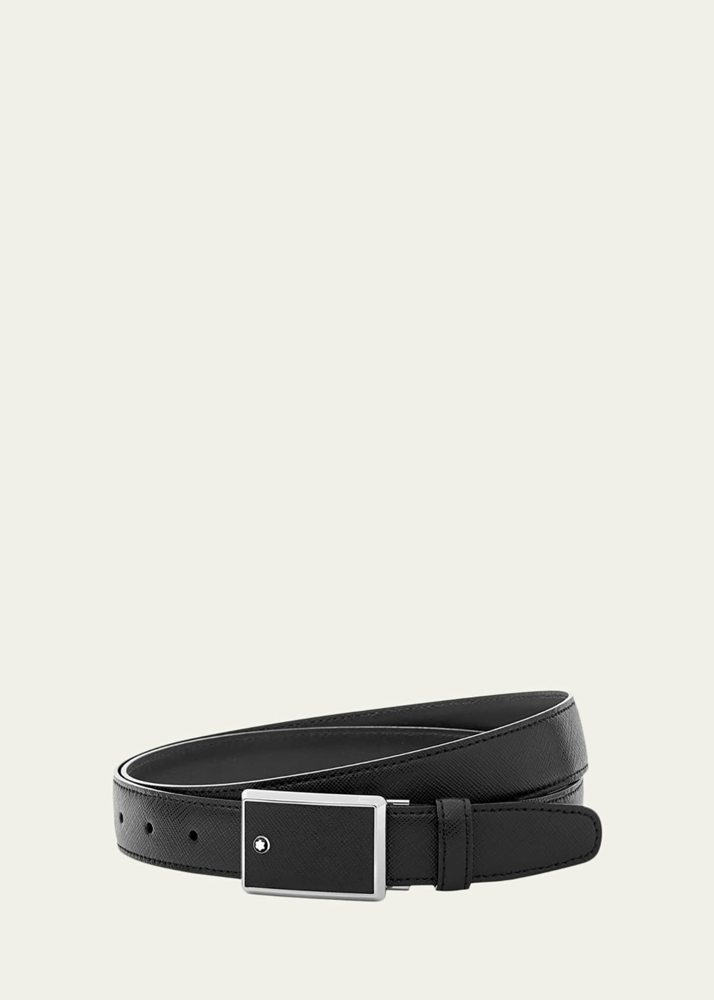 Montblanc Men's Rectangle-Buckle Leather Belt Image 1 of 2