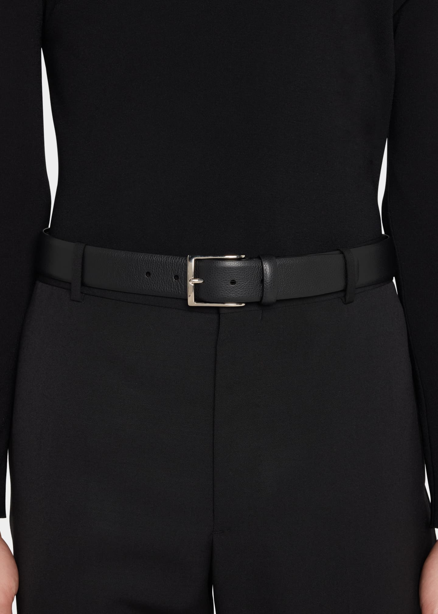 Simonnot Godard Men's Galuchat Grained Leather Belt, 35mm Image 2 of 2