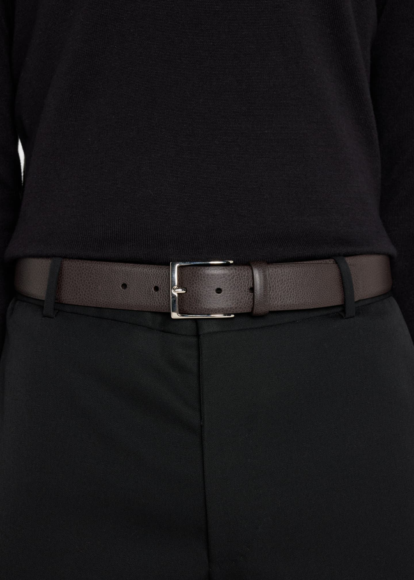 Simonnot Godard Men's Galuchat Grained Leather Belt, 35mm Image 2 of 2