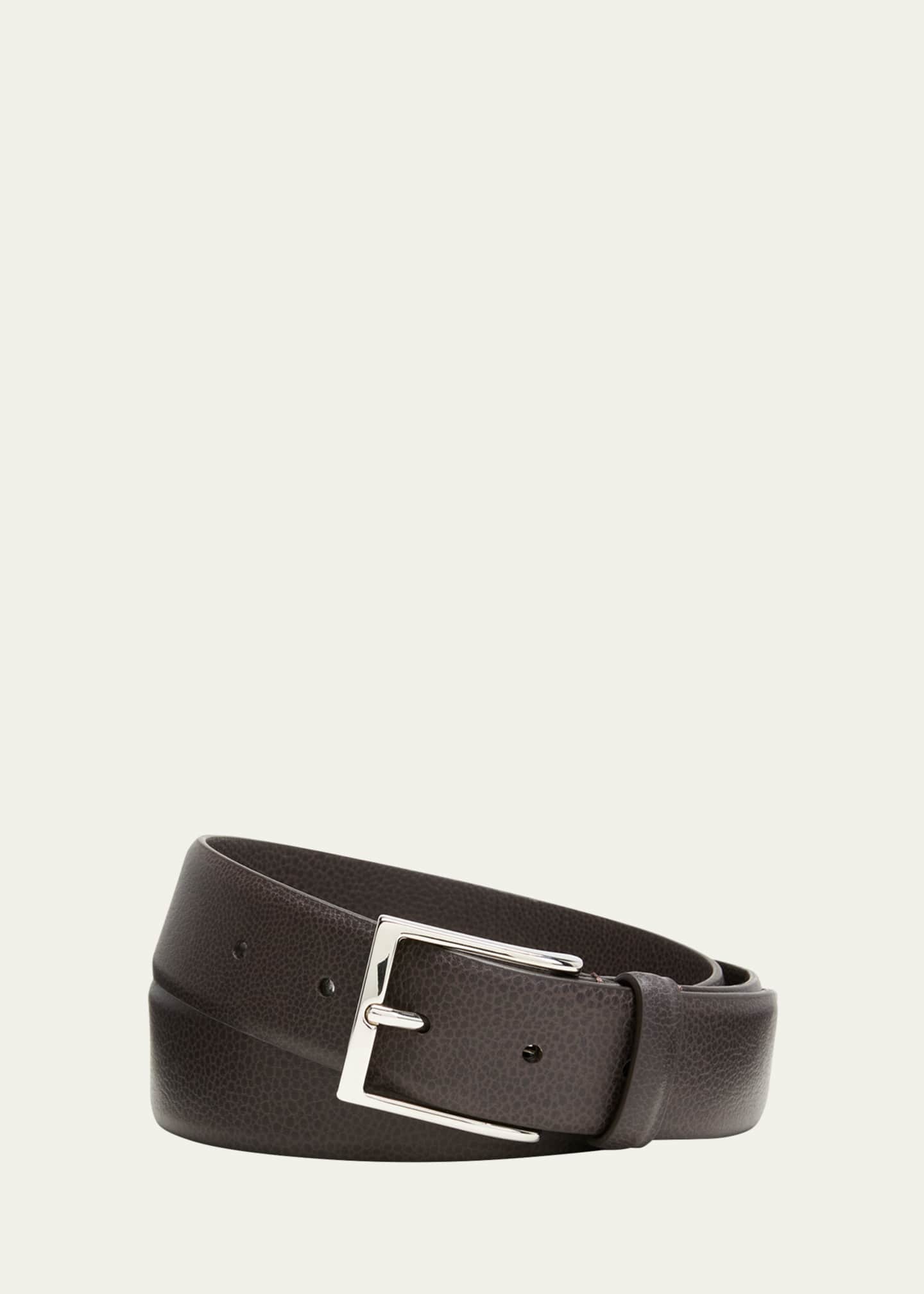 Simonnot Godard Men's Galuchat Grained Leather Belt, 35mm Image 1 of 2