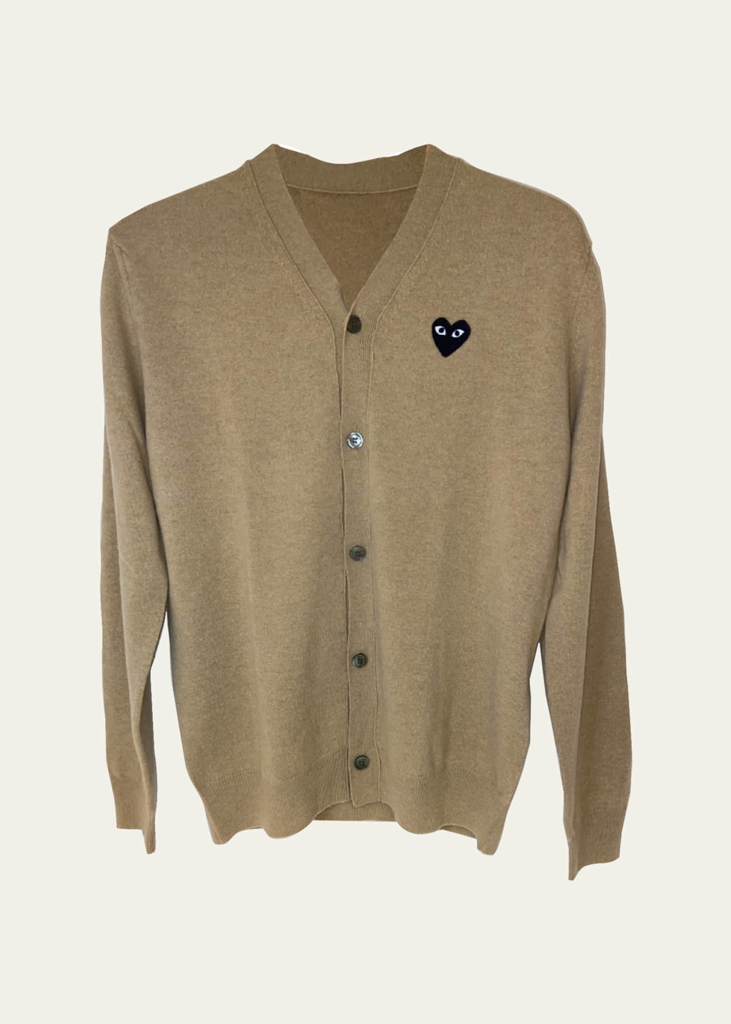 Comme des Garcons Men's Small Black Heart Cardigan Sweater Image 1 of 2