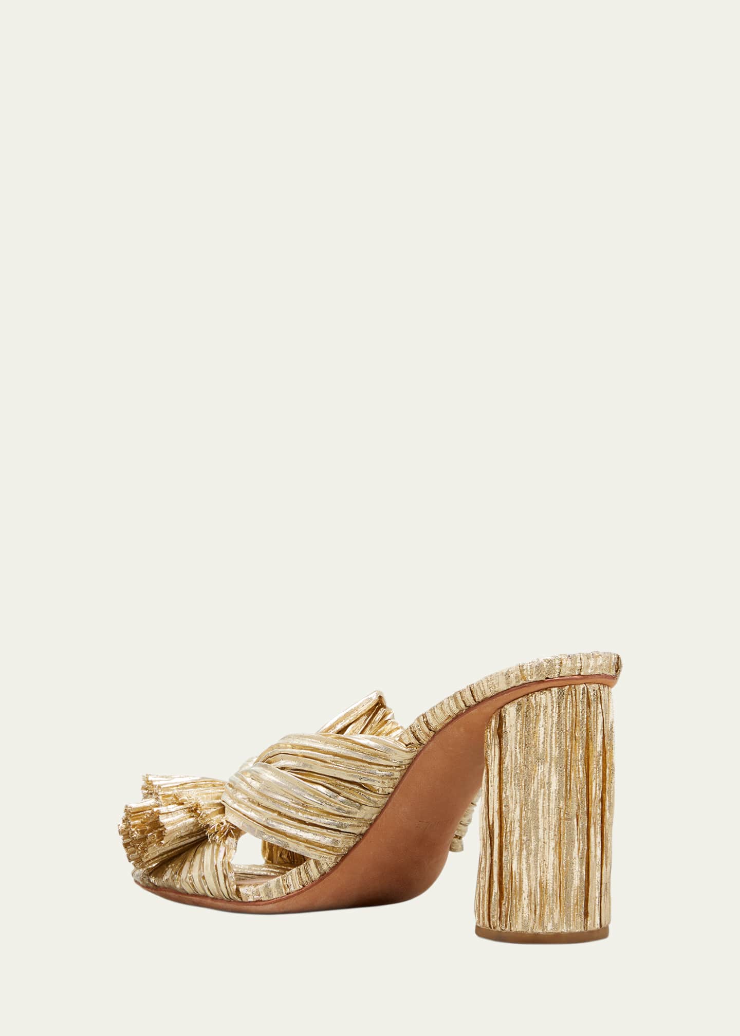 Loeffler Randall Penny Pleated Metallic Slide Sandals Image 4 of 5