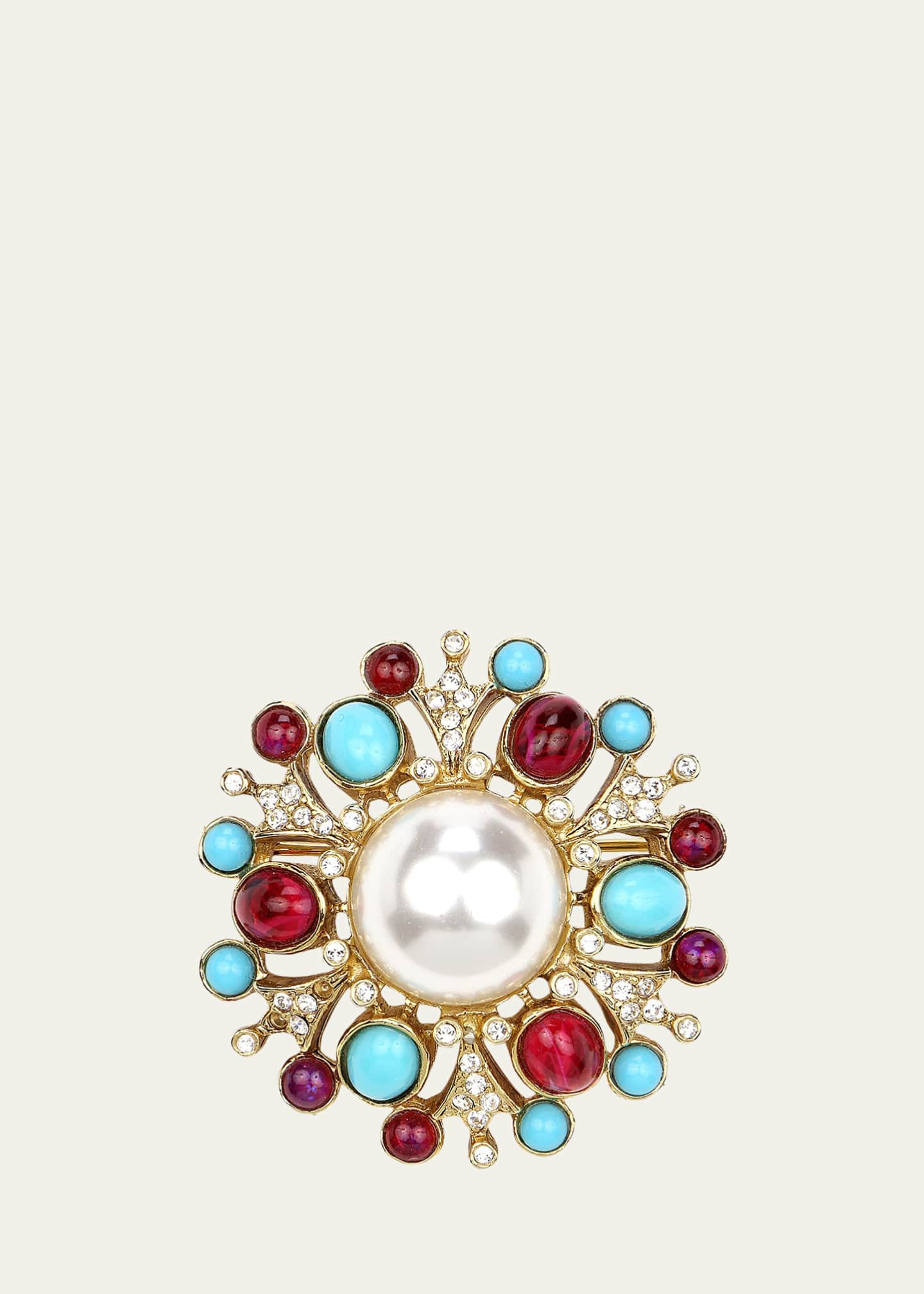 Ben-Amun Cluster Brooch w/ Pearly Center