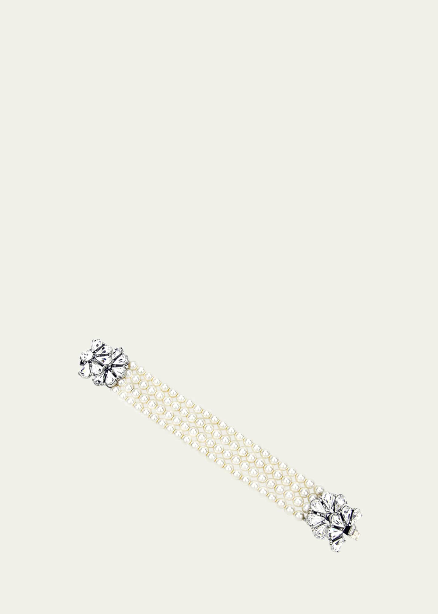 Ben-Amun Four-Row Pearly Beaded Fan-Motif Bracelet
