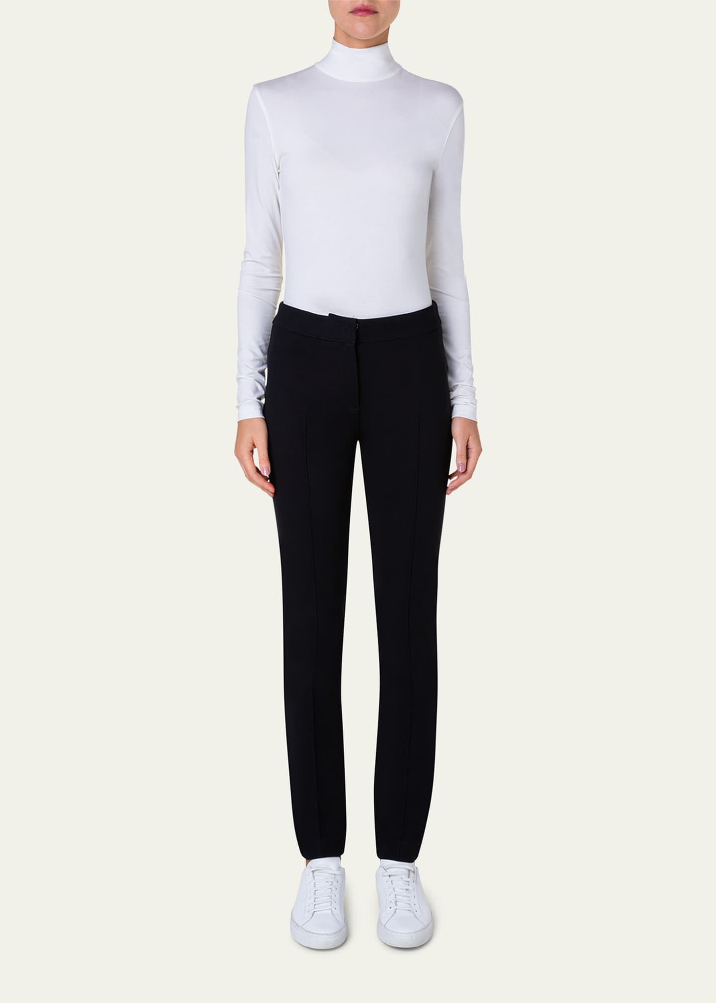 Turtleneck Long-Sleeve Modal-Stretch Top - Thumbnail 2