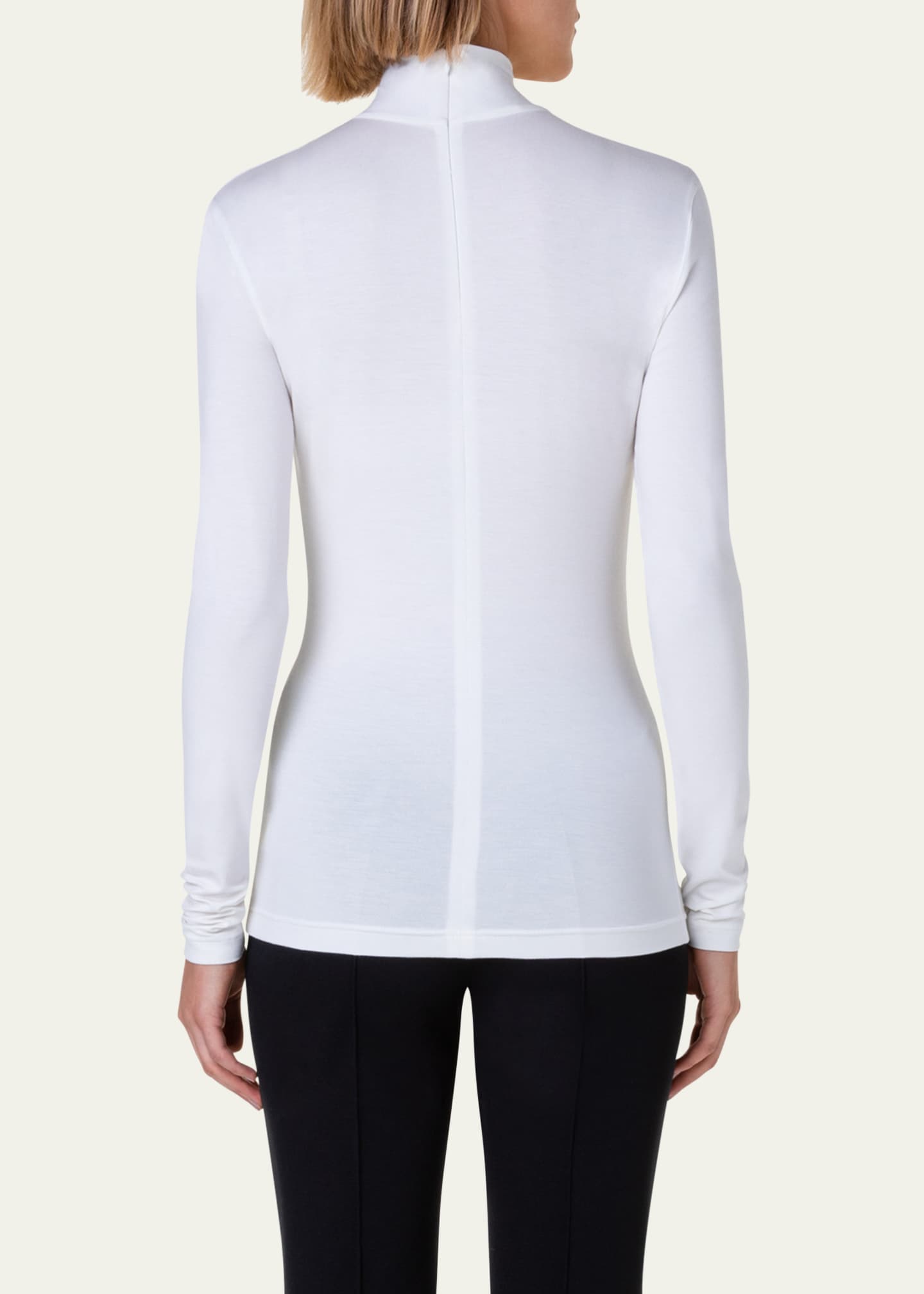 Turtleneck Long-Sleeve Modal-Stretch Top - Thumbnail 3