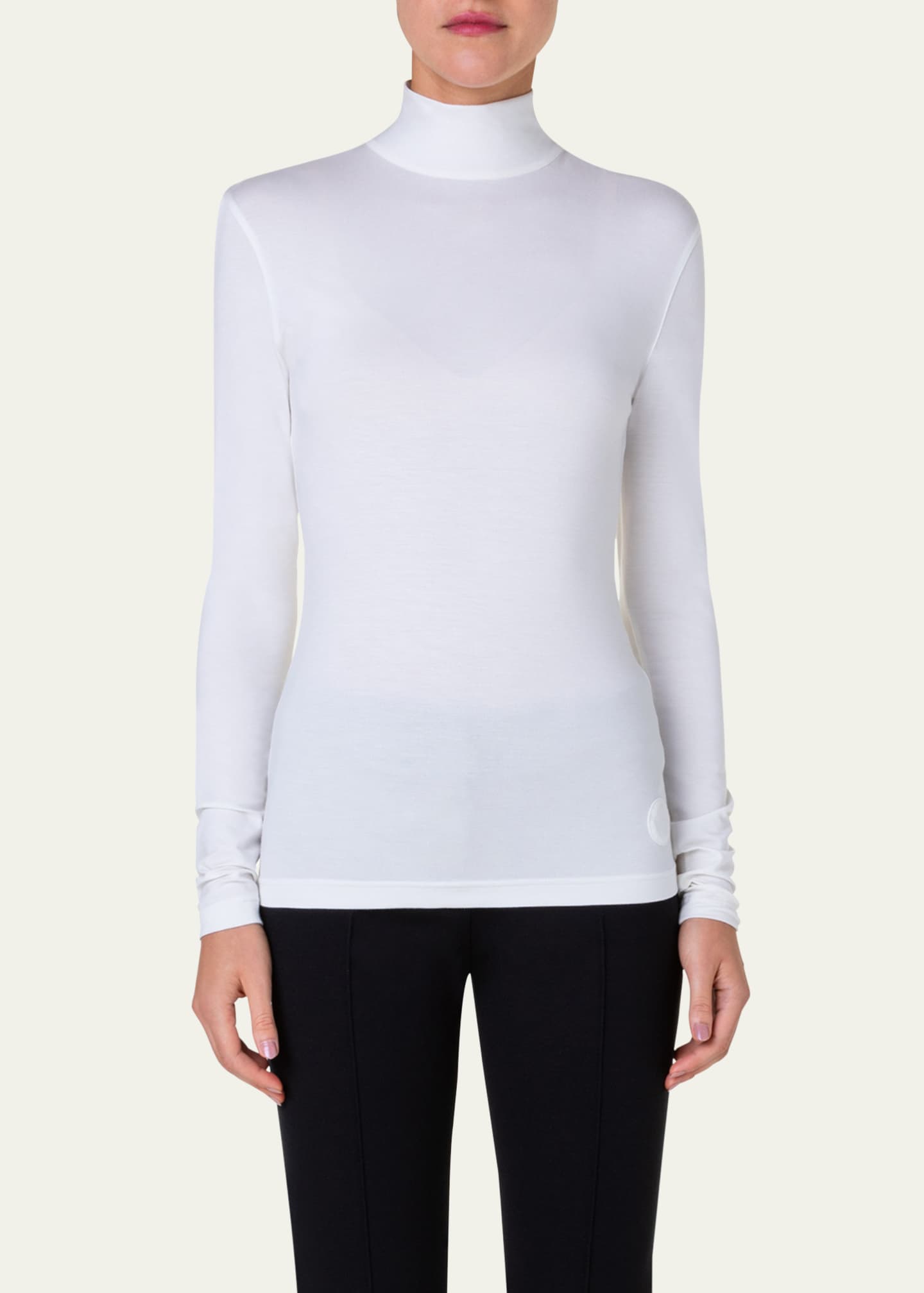 Turtleneck Long-Sleeve Modal-Stretch Top - Thumbnail 4