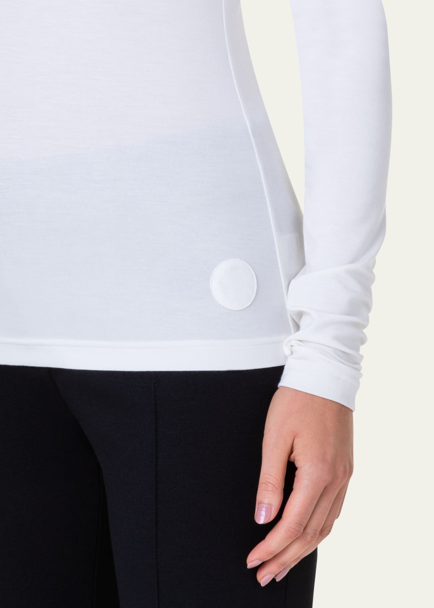 Turtleneck Long-Sleeve Modal-Stretch Top - Thumbnail 5