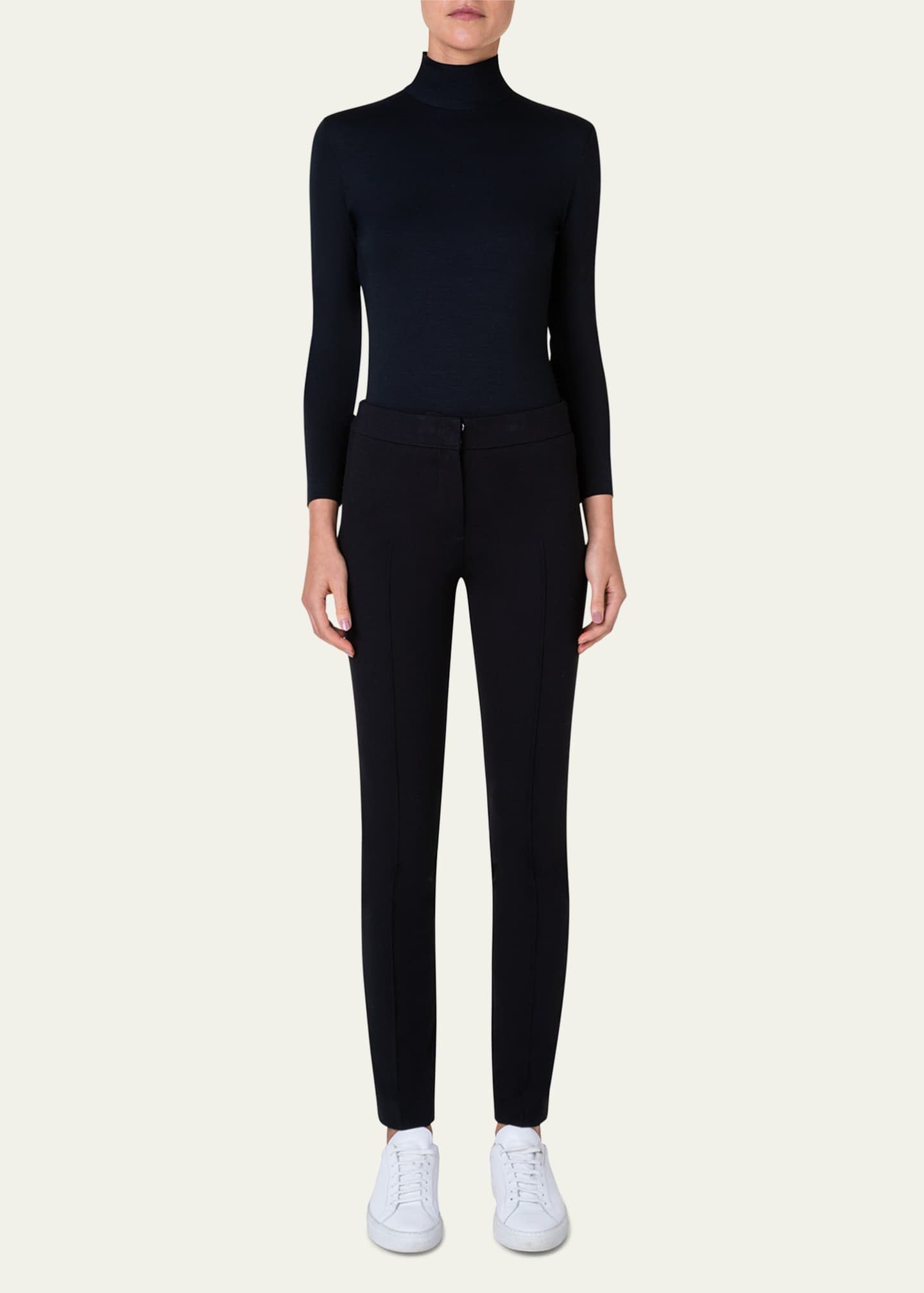 Akris punto Turtleneck Long-Sleeve Modal-Stretch Top Image 2 of 5