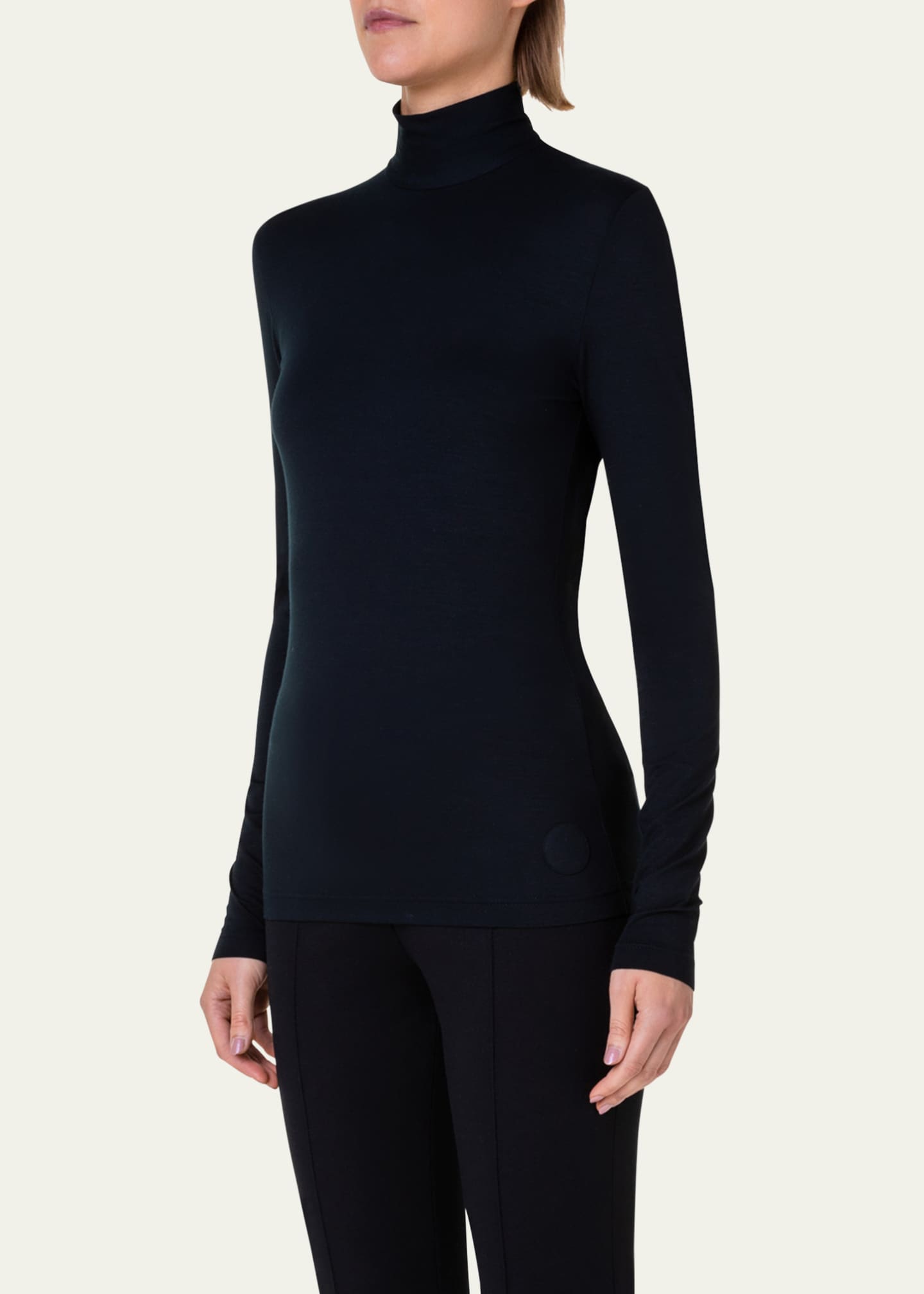 Akris punto Turtleneck Long-Sleeve Modal-Stretch Top Image 4 of 5