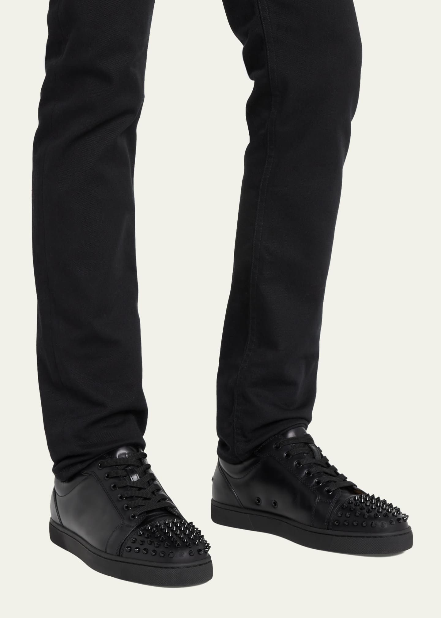 Louis Junior Spikes Sneakers in Black - Christian Louboutin