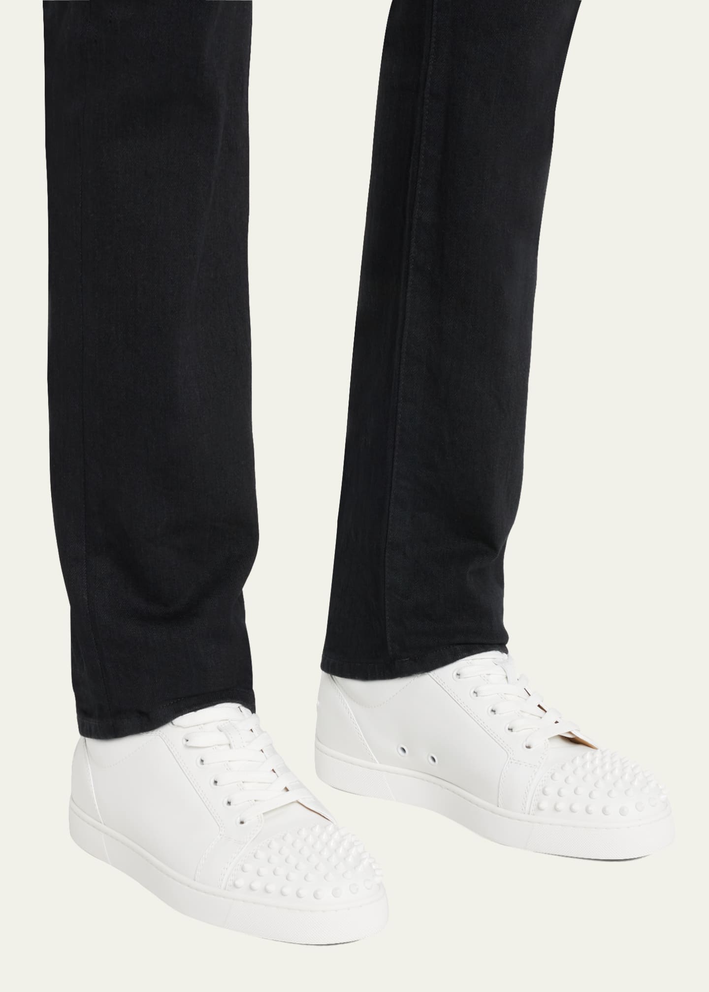 Christian Louboutin Men's Louis Junior Spiked Low-Top Sneakers Image 2 of 7