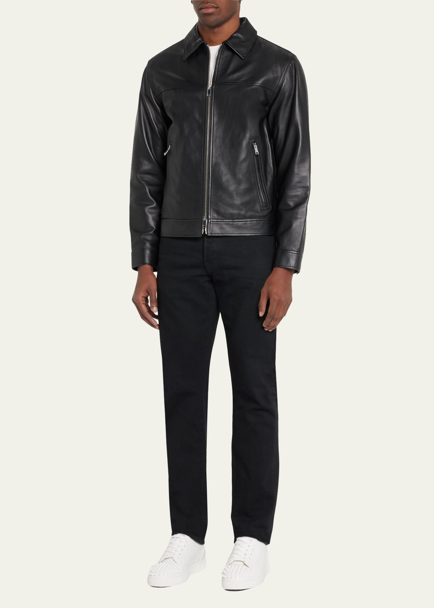 Christian Louboutin Men's Louis Junior Spiked Low-Top Sneakers Image 3 of 7