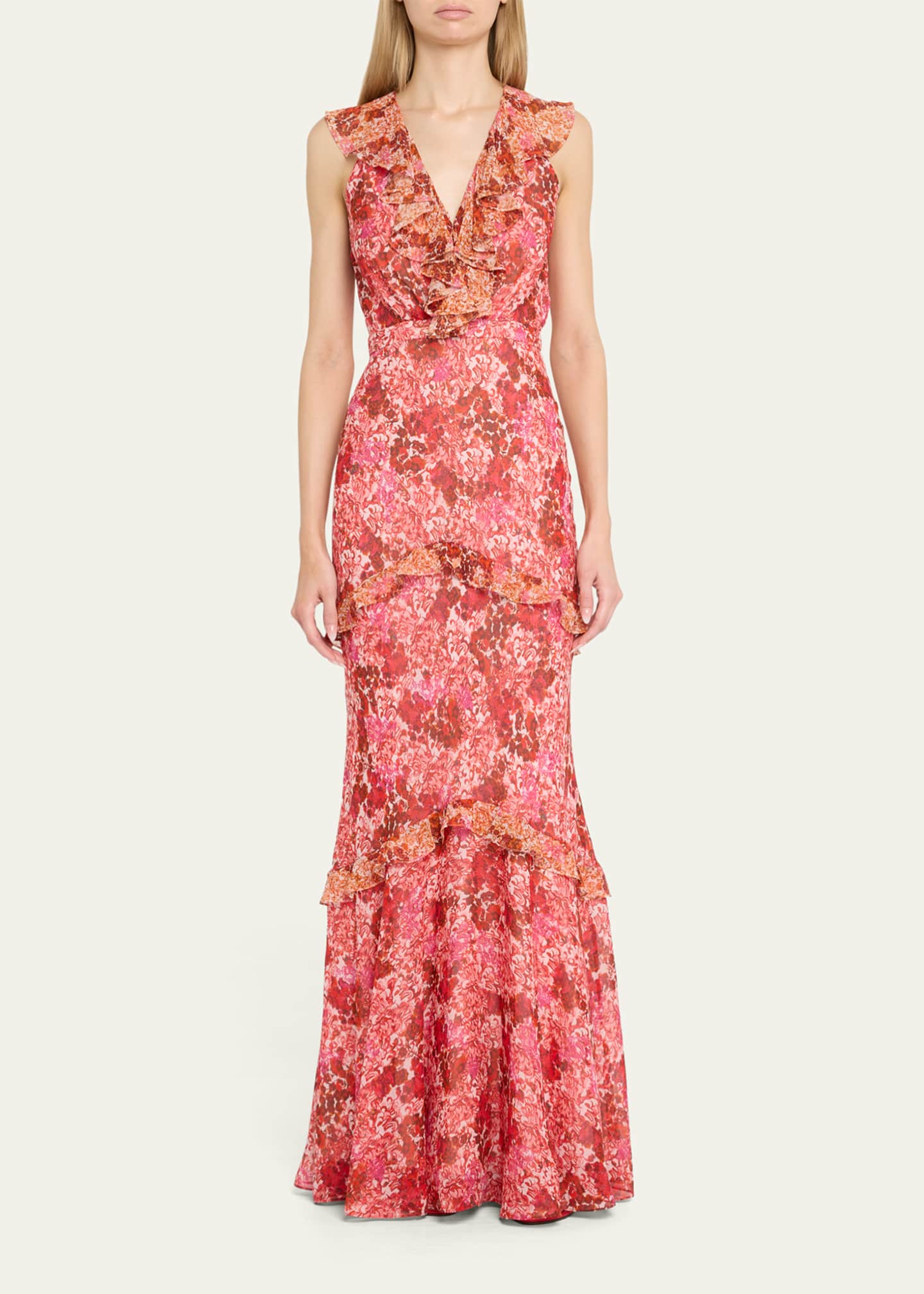 Saloni Rita Tiered Ruffle Cocktail Dress Image 2 of 5
