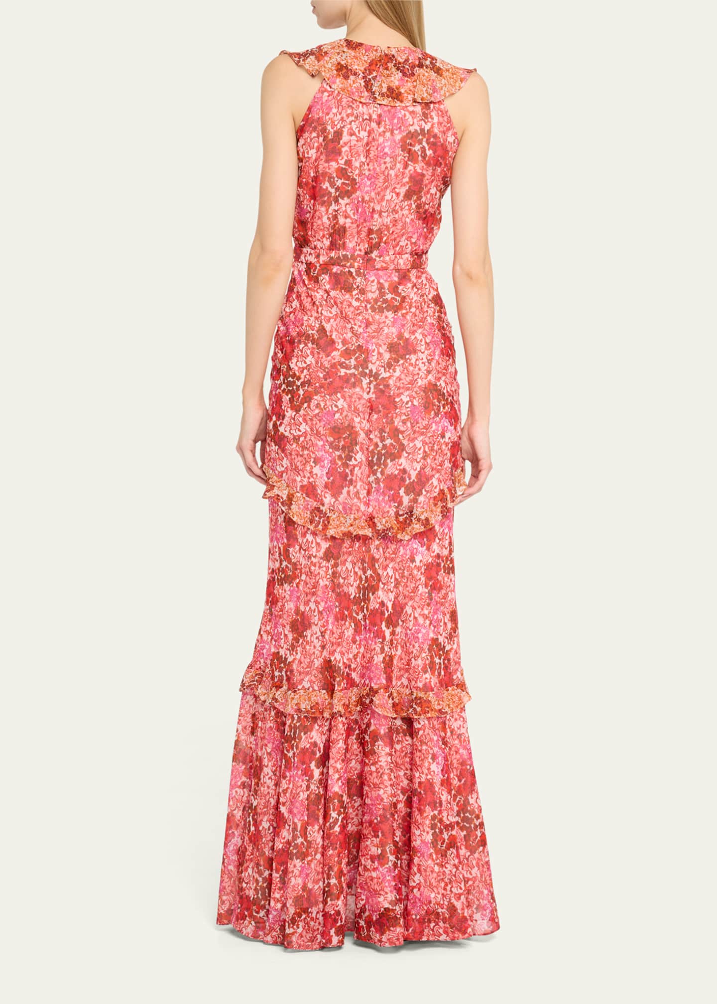 Saloni Rita Tiered Ruffle Cocktail Dress Image 3 of 5