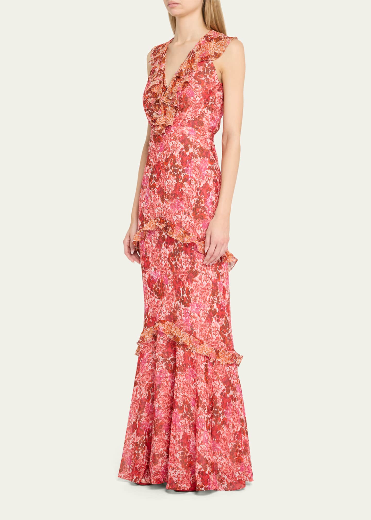 Saloni Rita Tiered Ruffle Cocktail Dress Image 4 of 5