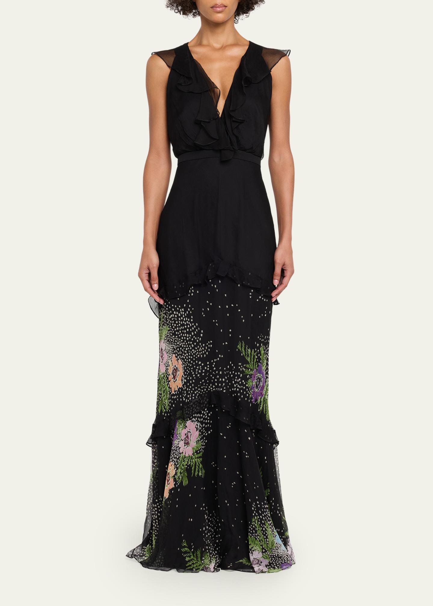 Saloni Rita Tiered Ruffle Cocktail Dress