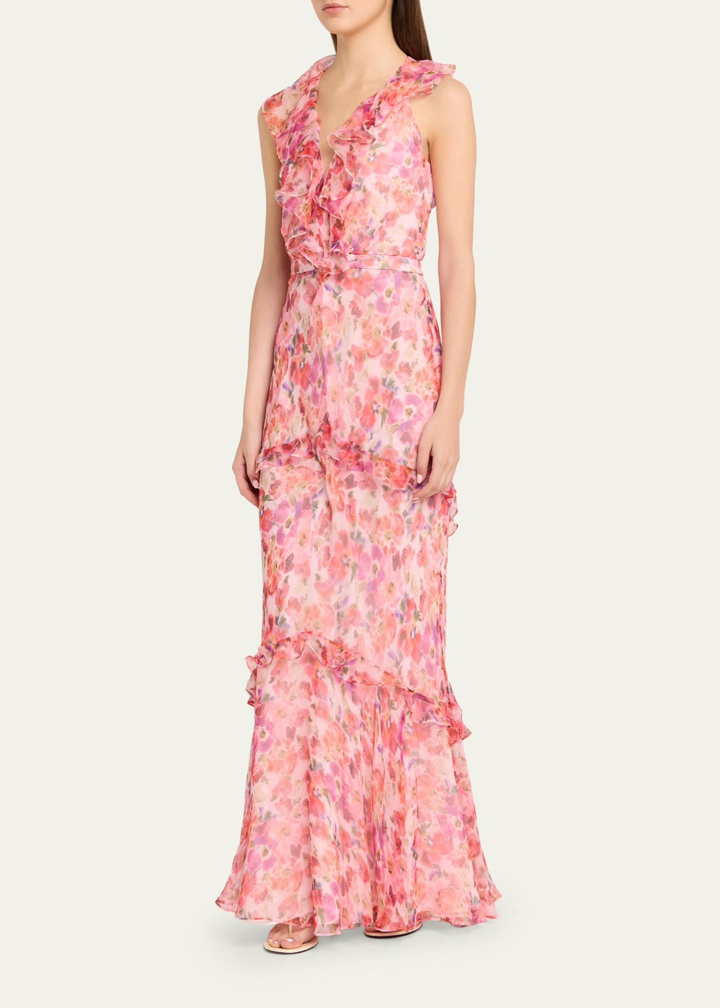 Saloni Rita Tiered Ruffle Cocktail Dress - Bergdorf Goodman