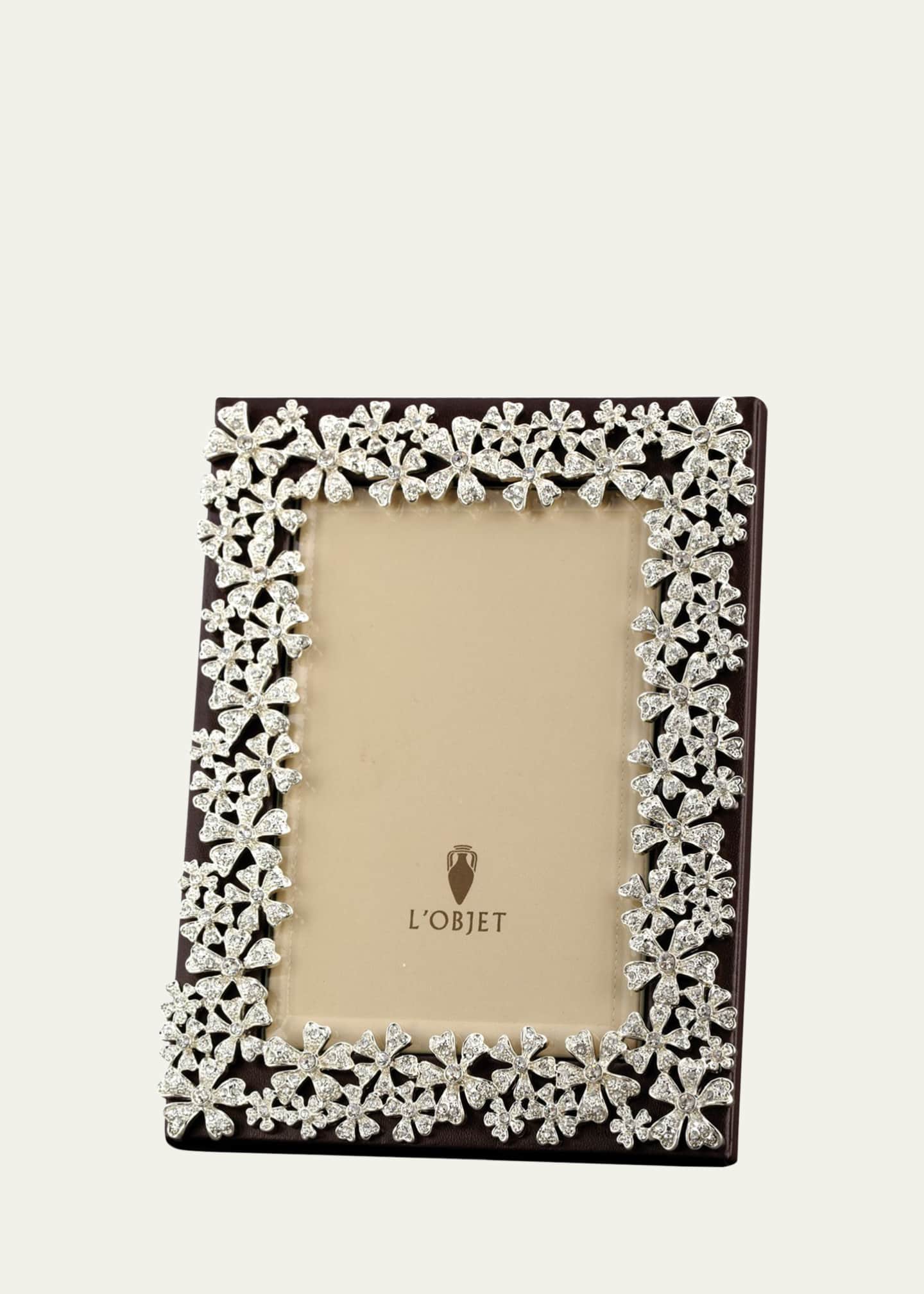 L'Objet Platinum and Swarovski® Crystal Garland Picture Frame, 2 x 3