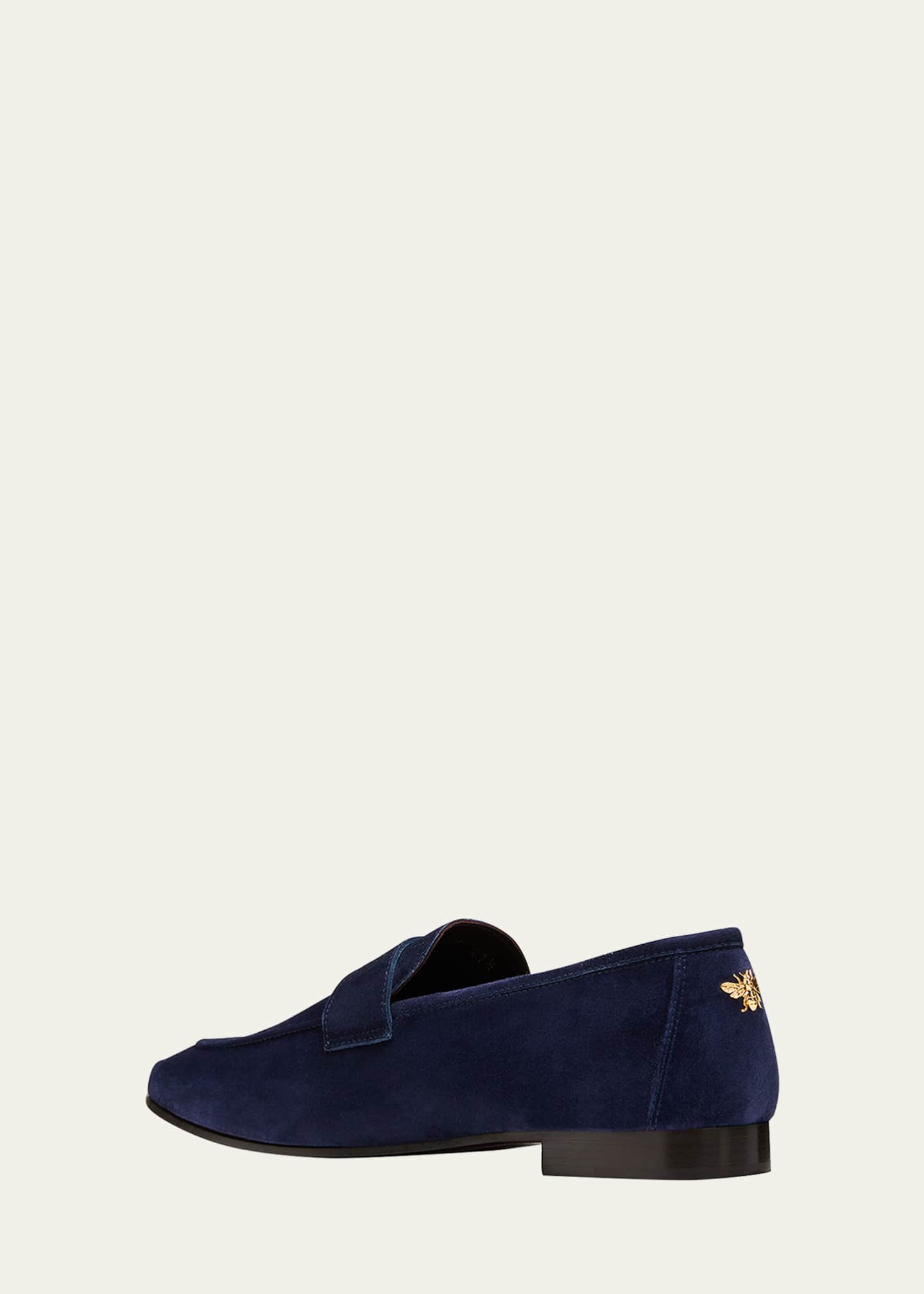 Bougeotte Suede SlipOn Penny Loafer, Navy Bergdorf Goodman