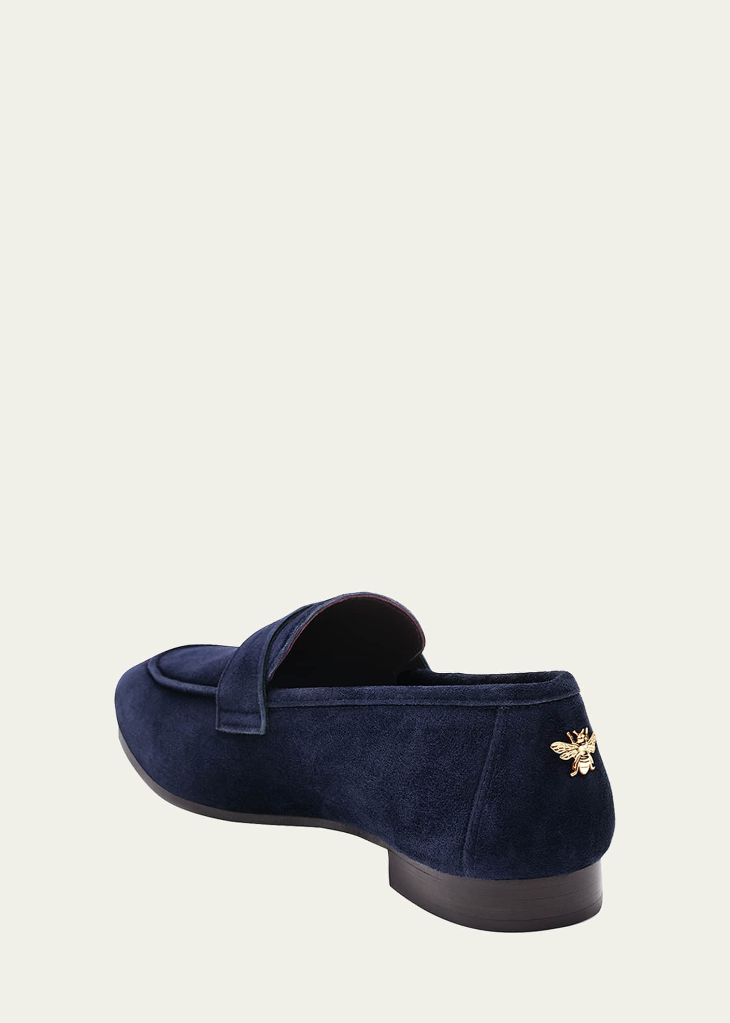 Bougeotte Suede SlipOn Penny Loafer, Navy Bergdorf Goodman