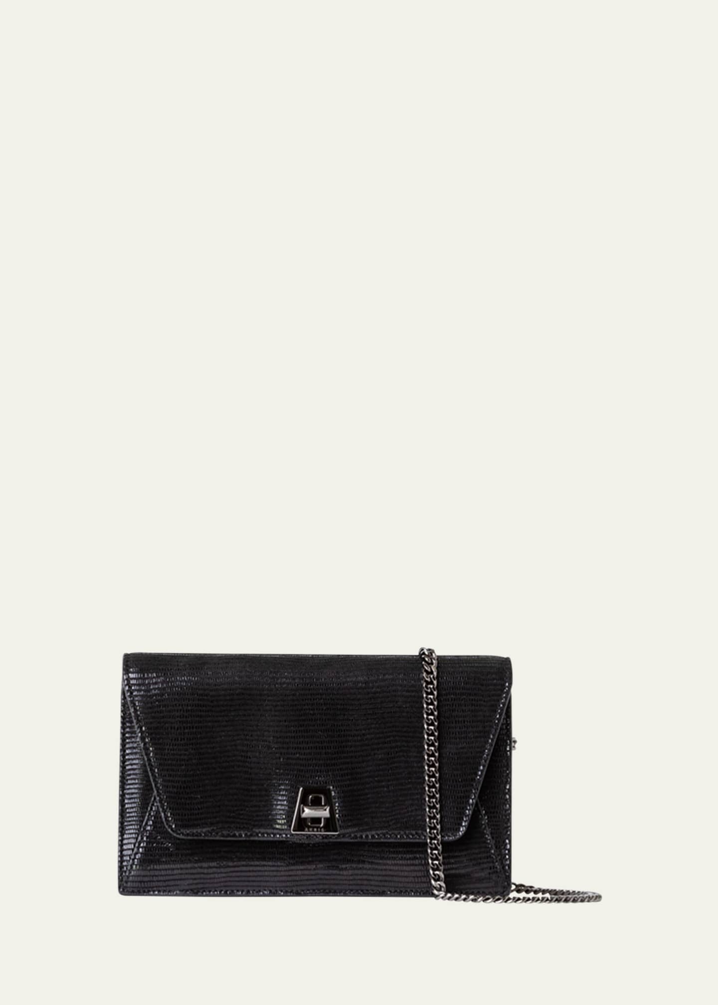 Akris Anouk Lizard-Print Clutch Bag w/ Chain Image 1 of 5