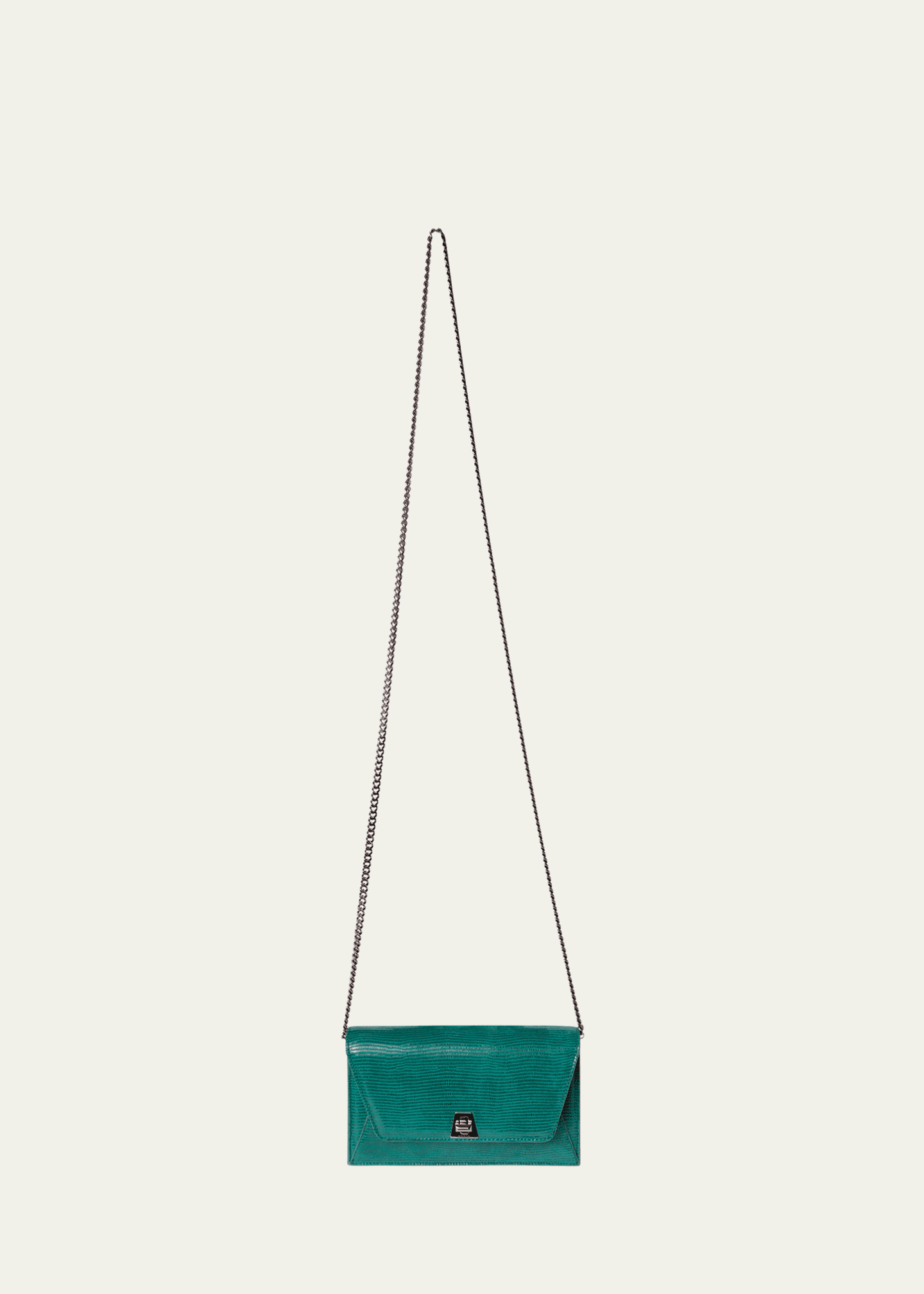 Akris Anouk Lizard-Print Clutch Bag w/ Chain Image 2 of 5