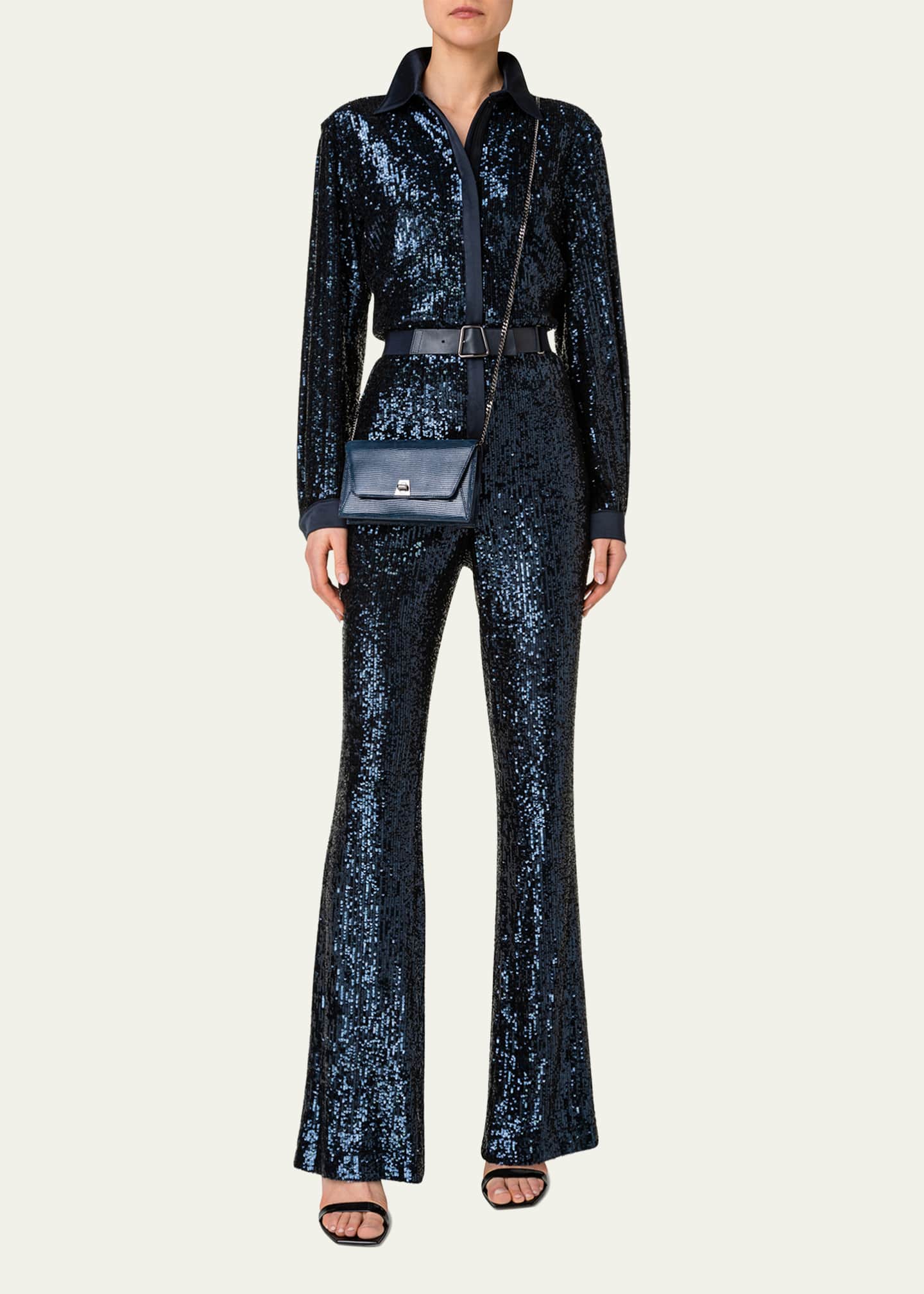 Akris Anouk Lizard-Print Clutch Bag w/ Chain Image 5 of 5