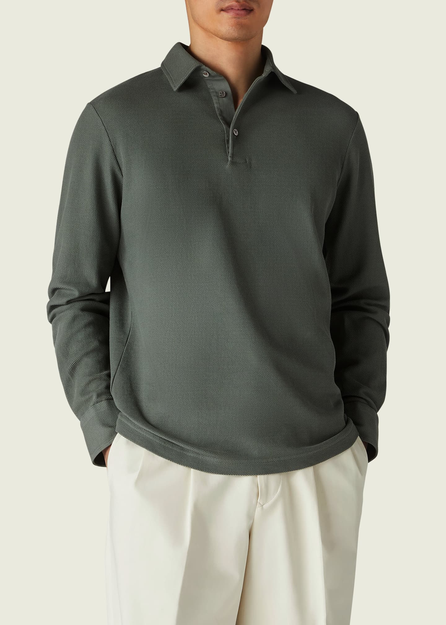 Loro Piana Men s Long Sleeve Pique Polo Shirt