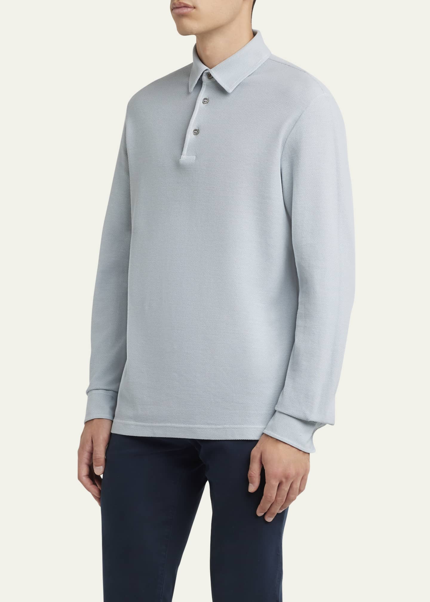 Loro Piana Men s Long Sleeve Pique Polo Shirt Bergdorf Goodman