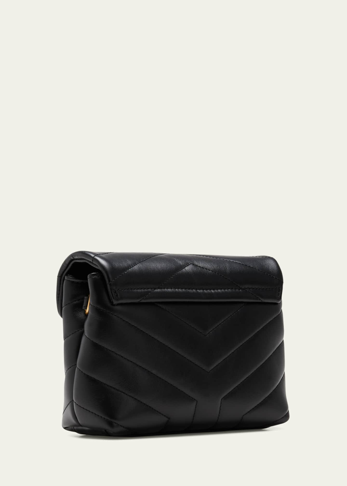 SAINT LAURENT Calfskin Y Quilted Monogram Toy Loulou Crossbody Bag