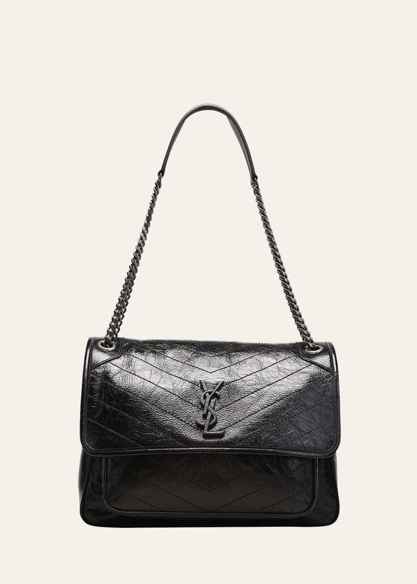 Niki Large Leather Shoulder Bag in Black - Saint Laurent