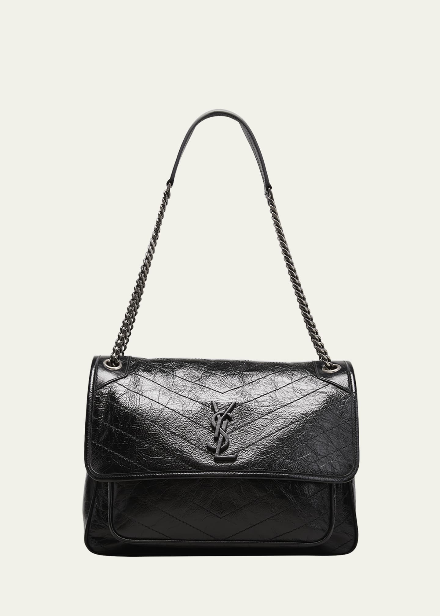 Saint Laurent Pouch Large Ysl Flap Wristlet Bag in Gray