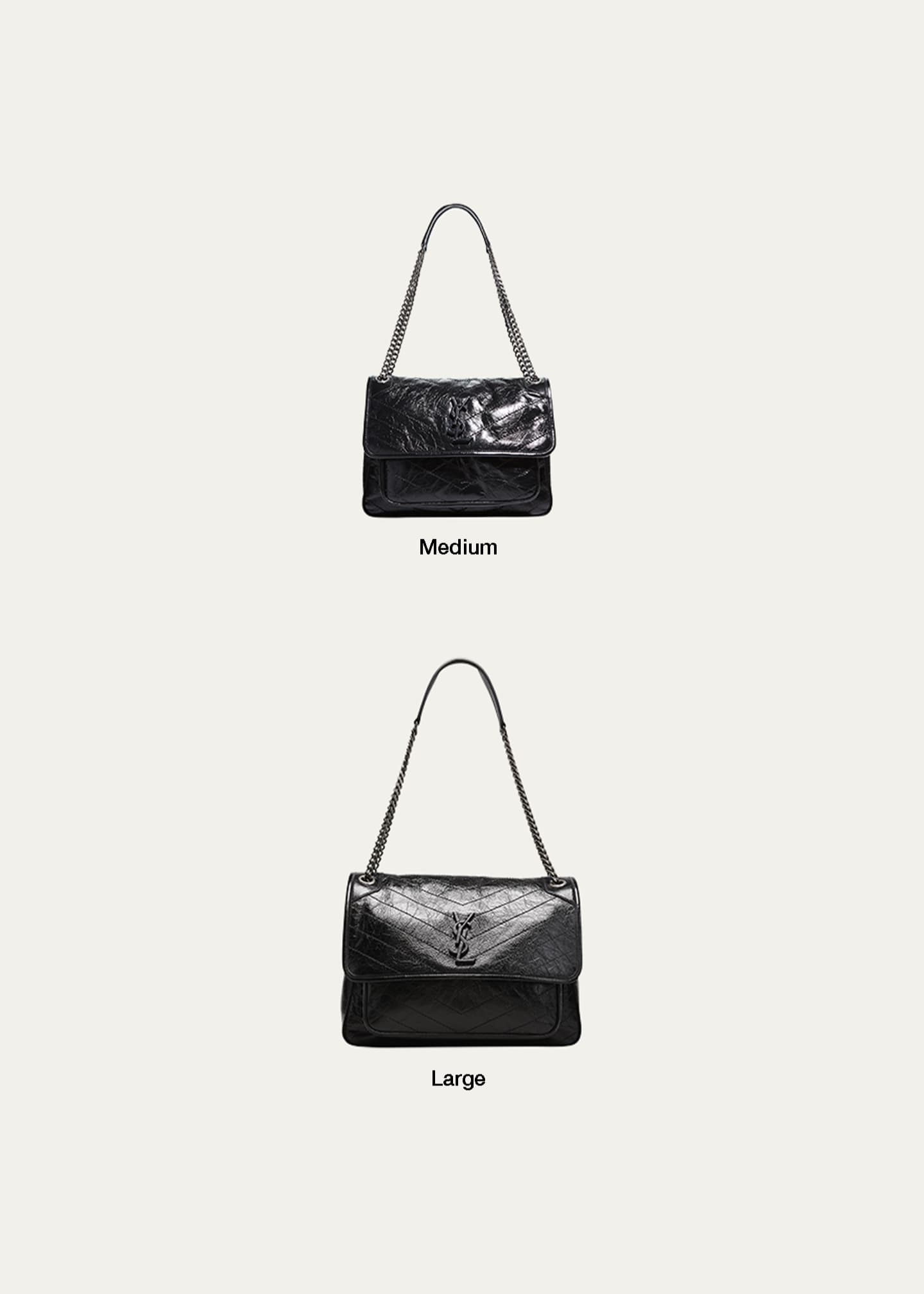 Saint Laurent Niki Large Flap YSL Shoulder Bag in Crinkled Leather