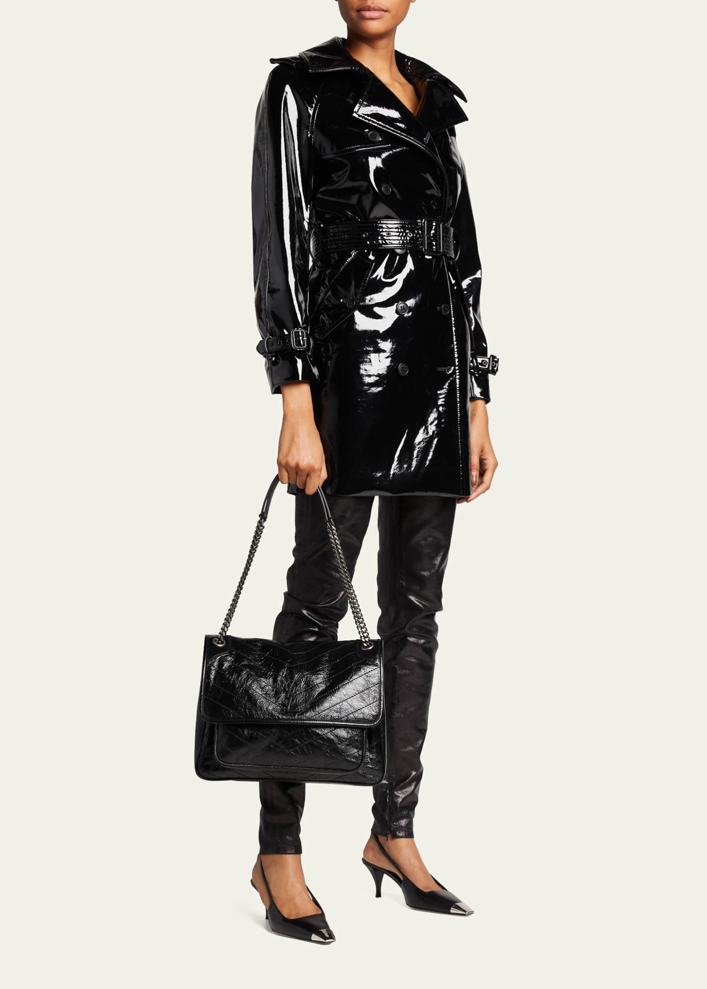 Saint Laurent Niki YSL Monogram Leather Shopping Tote Bag