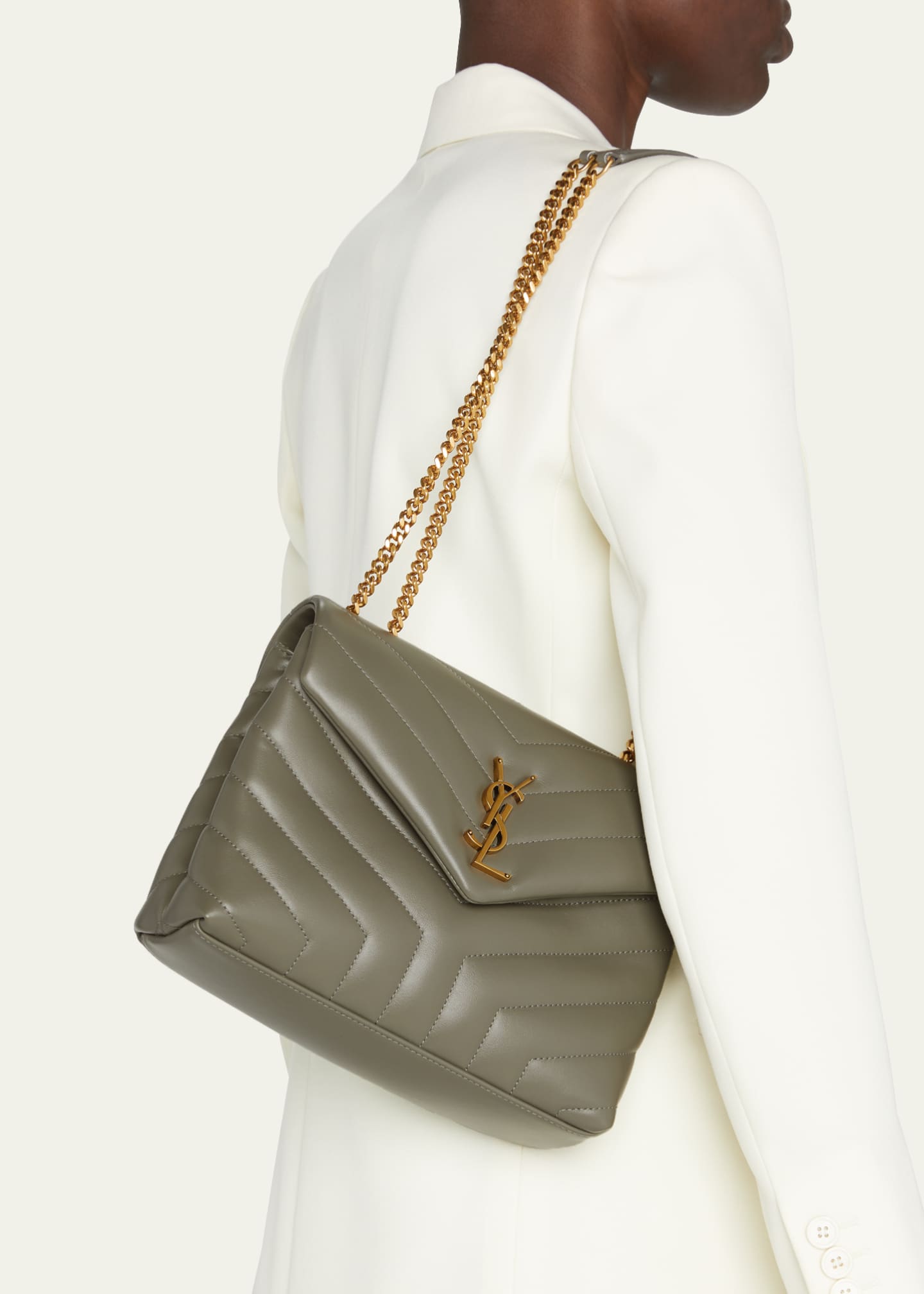 Saint Laurent Loulou Small Matelasse Calfskin FlapTop Shoulder Bag