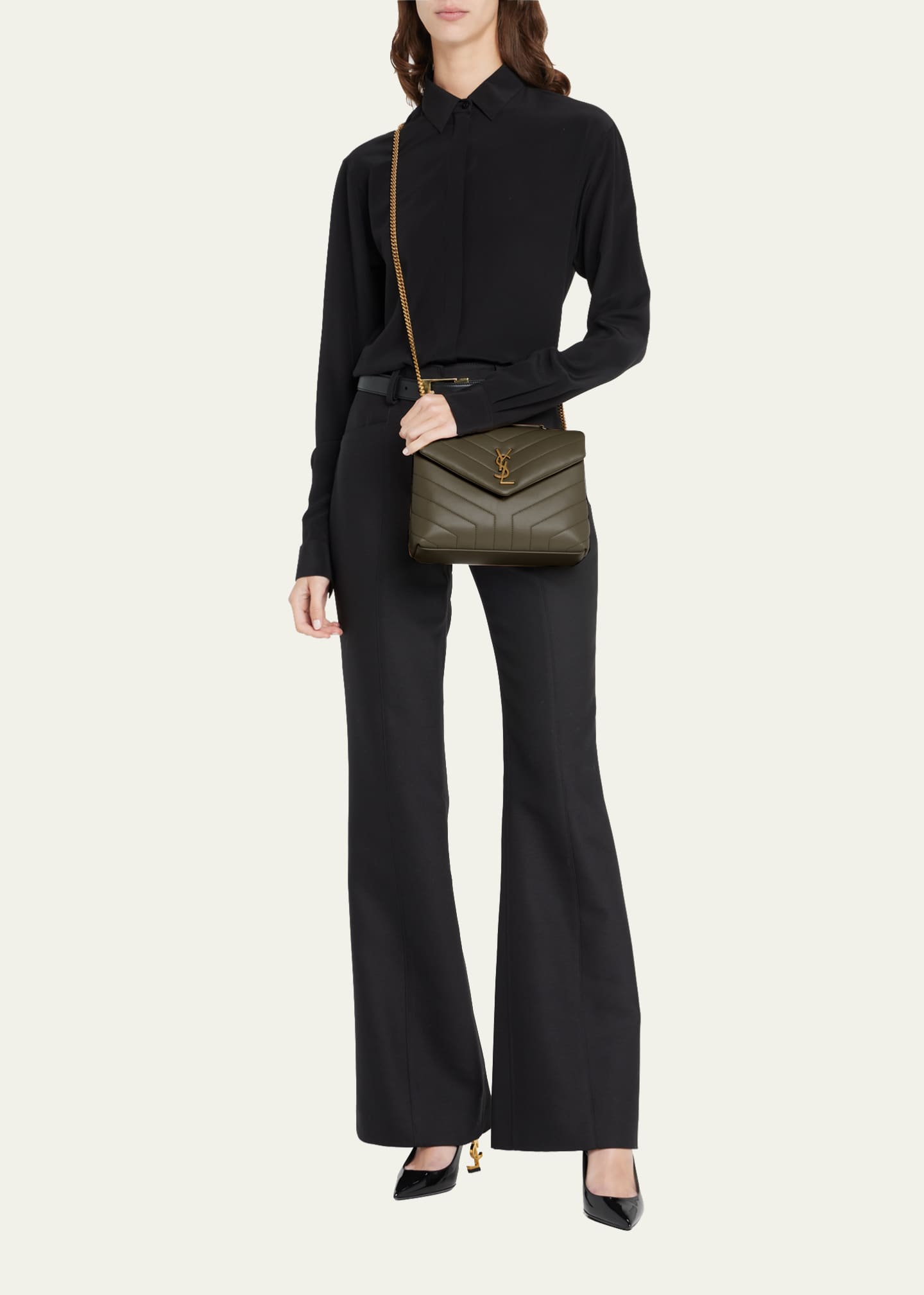 Small loulou leather shoulder bag best sale