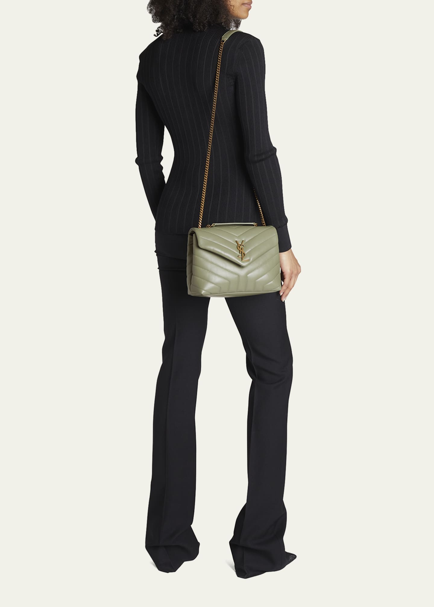 Saint Laurent Loulou Small Matelasse Calfskin FlapTop Shoulder Bag