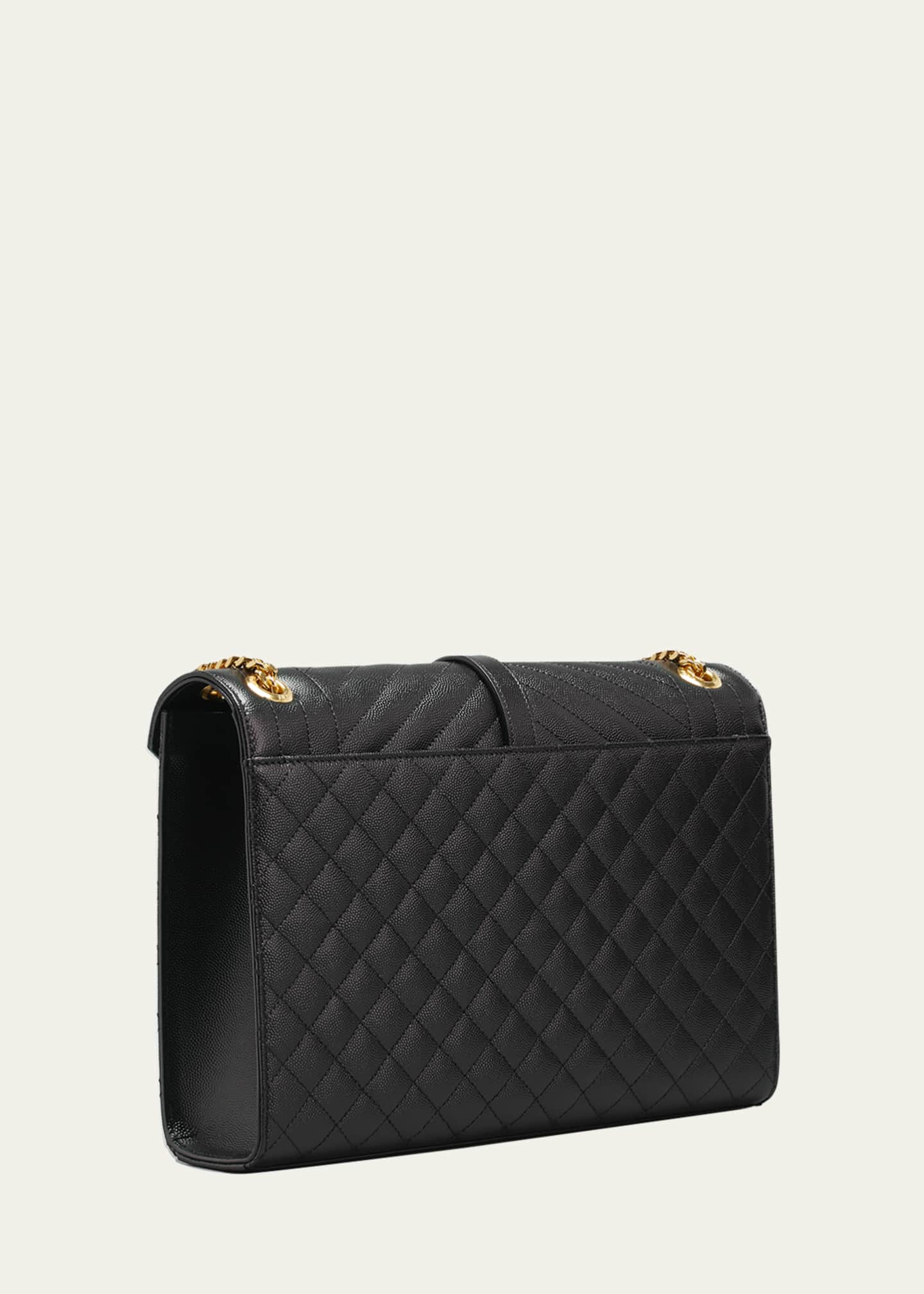 Saint Laurent Envelope Triquilt Large YSL Shoulder Bag in Grained Leather Image 3 of 5