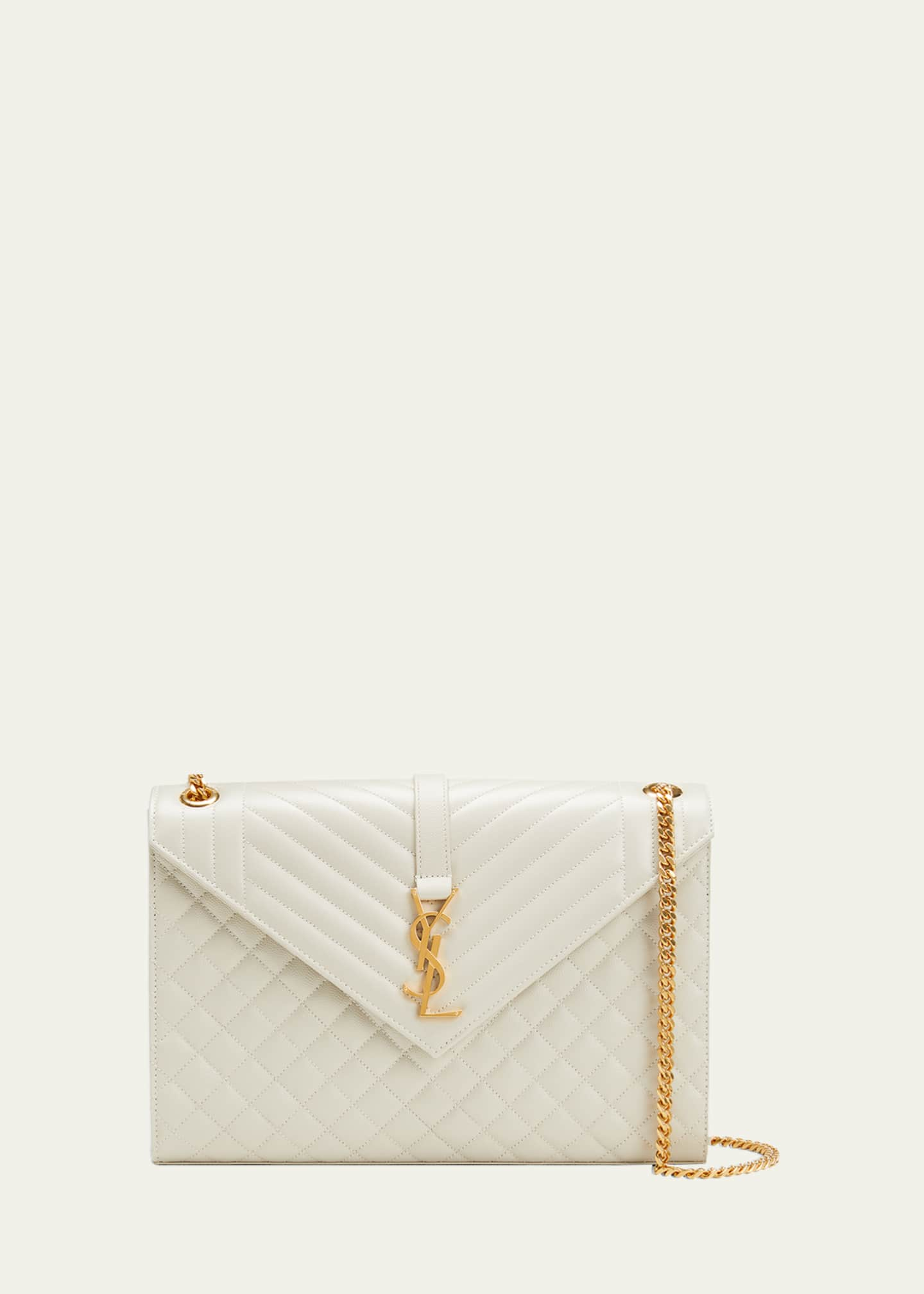 Saint Laurent Monogram YSL V-Flap Large Tri-Quilt Envelope Chain ...