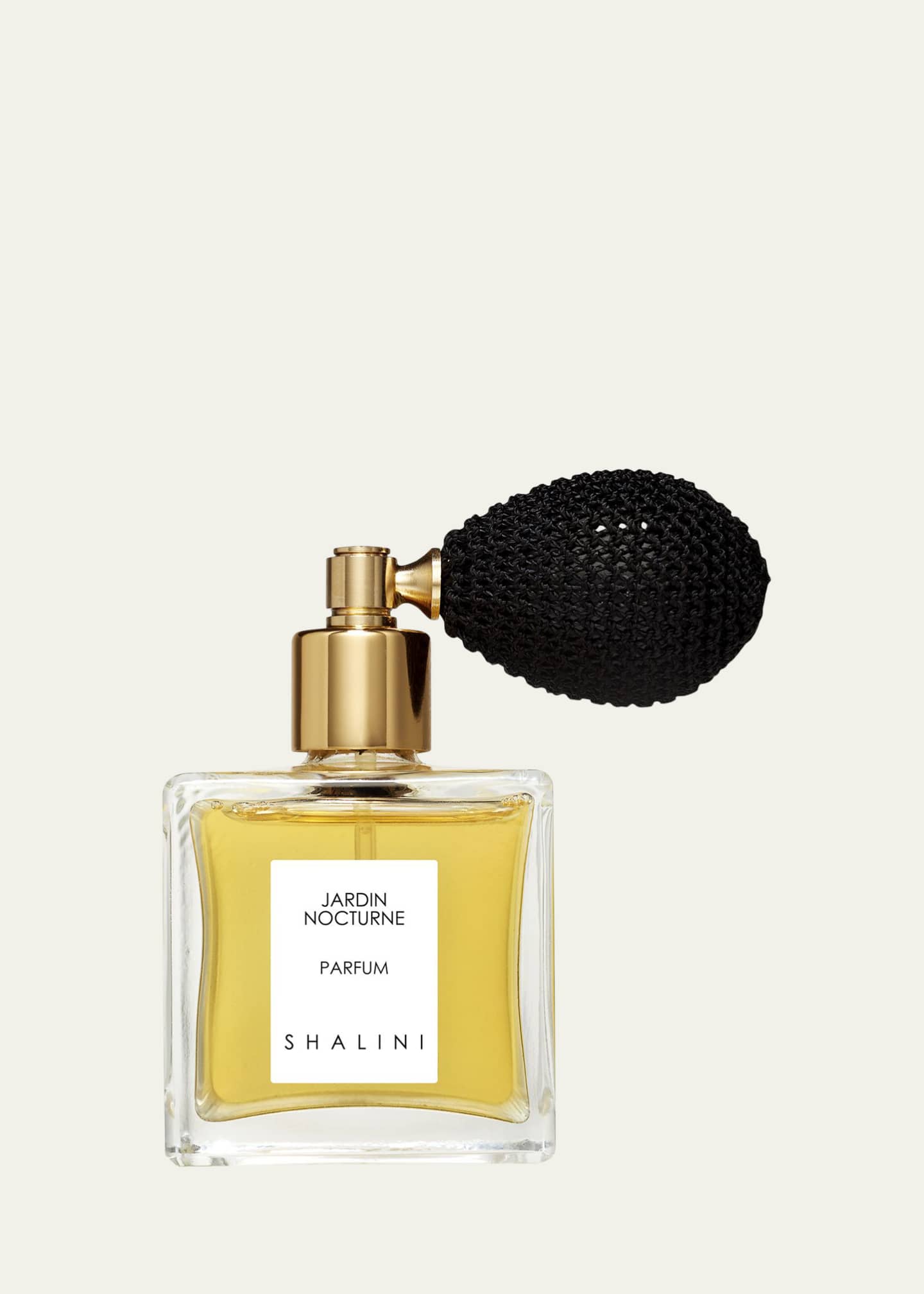 Shalini Parfum Jardin Nocturne Cubique Glass Bottle with Black Bulb Atomizer, 1.7 oz./ 50 mL