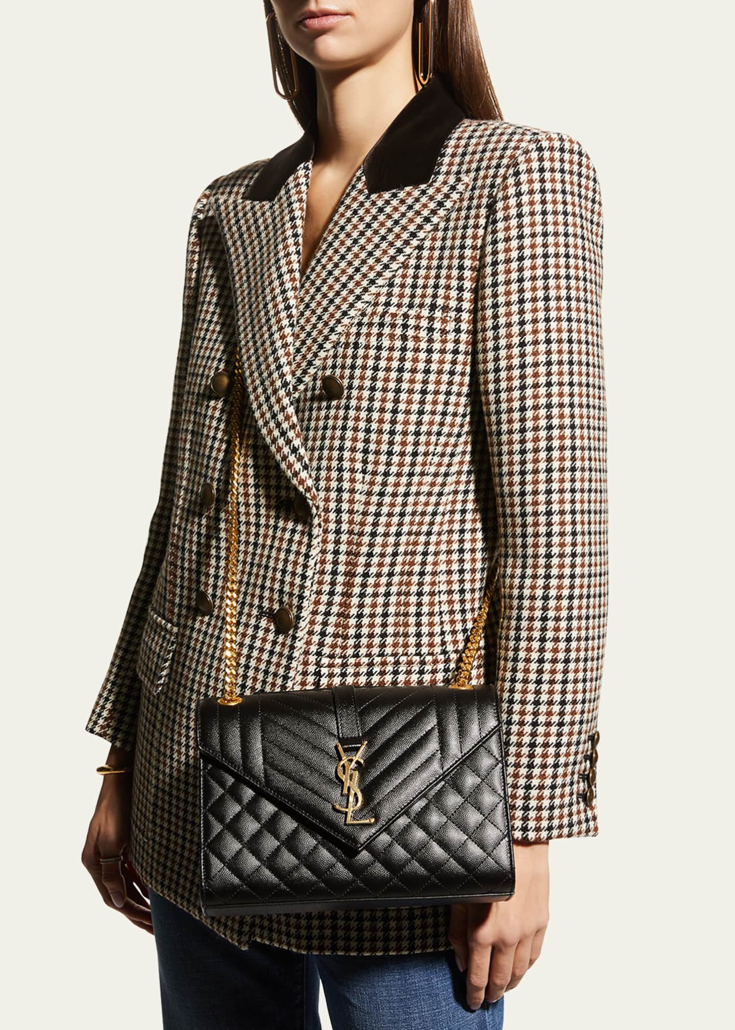 Saint laurent envelope quilted leather shoulder bag cheap