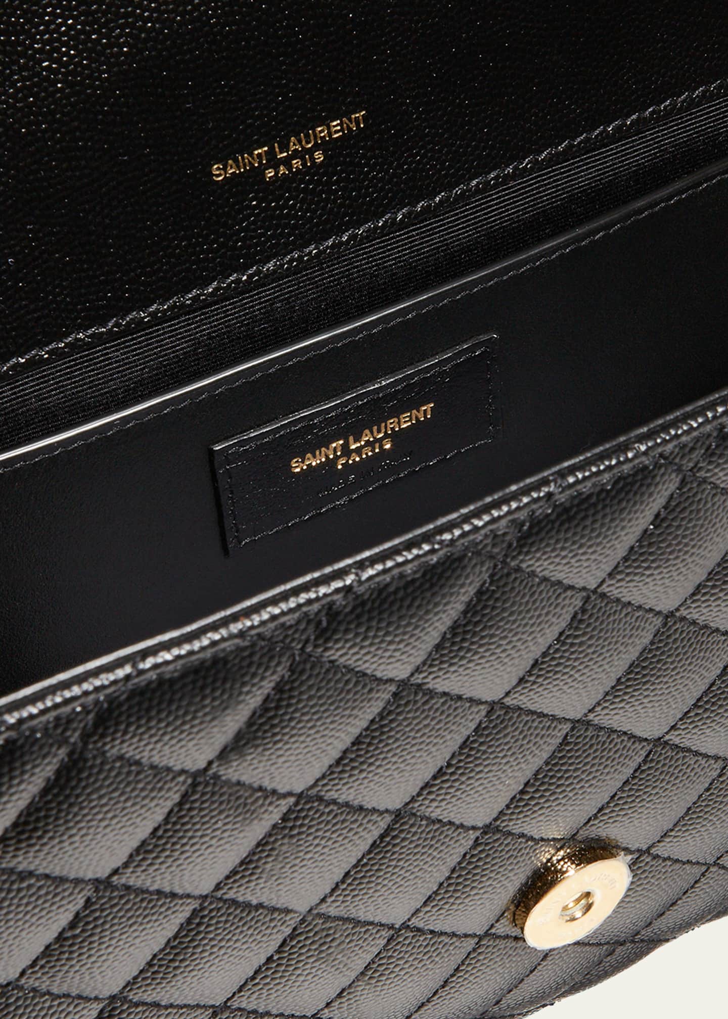 Saint Laurent Envelope Triquilt Medium YSL Shoulder Bag in Grained Leather Image 3 of 7