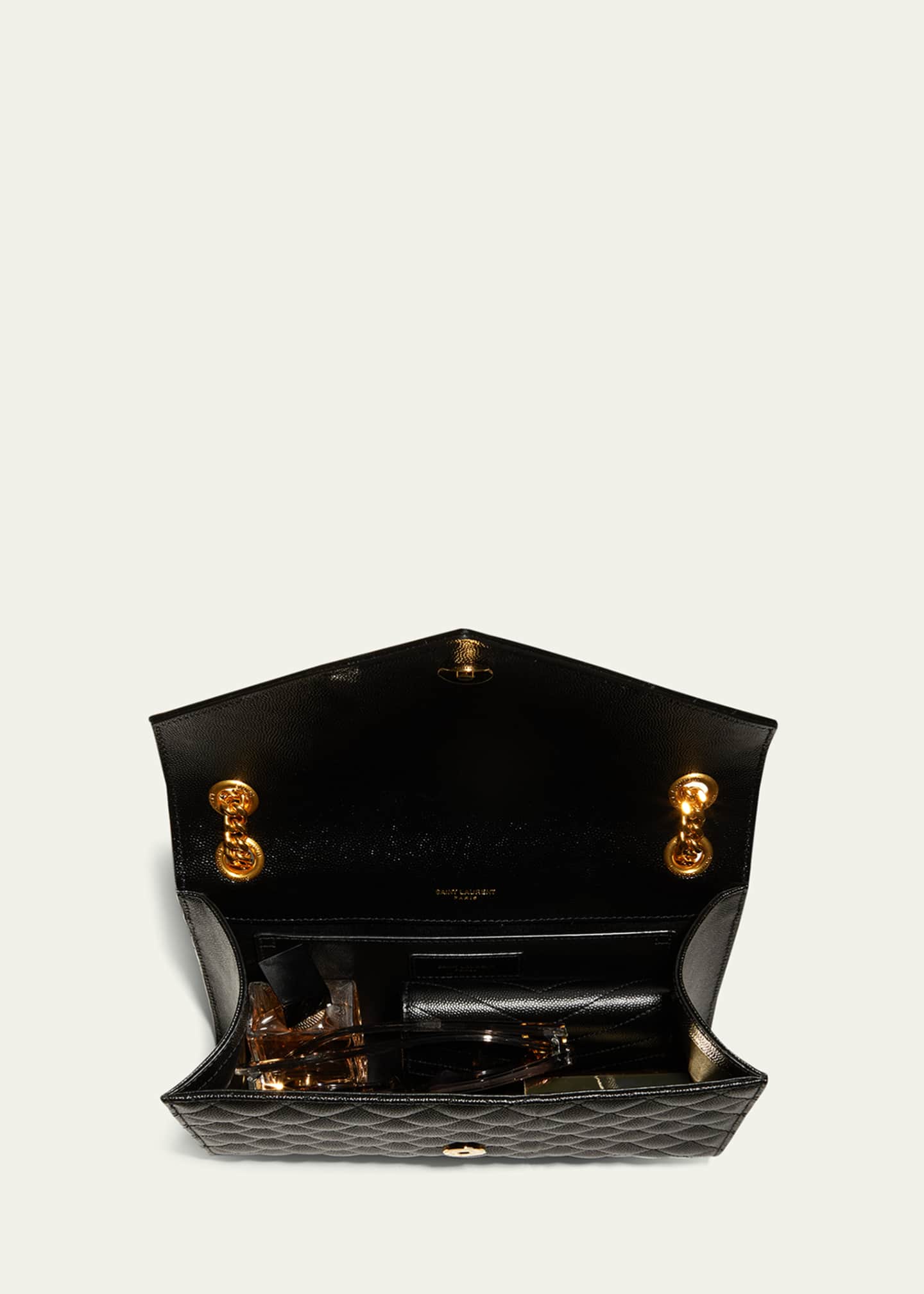Saint Laurent Envelope Triquilt Medium YSL Shoulder Bag in Grained Leather Image 6 of 7