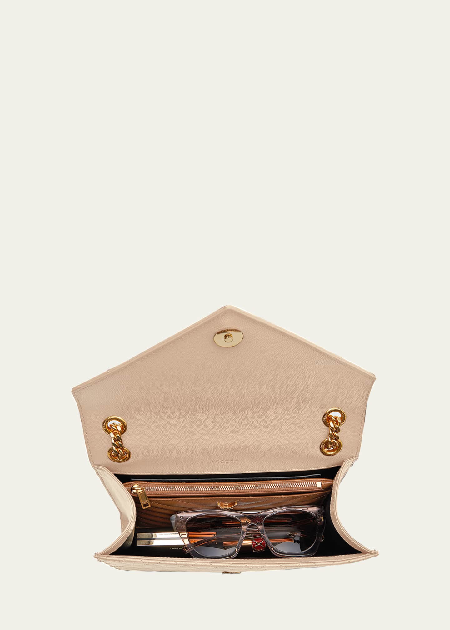 Saint Laurent Envelope Triquilt Medium YSL Shoulder Bag in Grained Leather Image 6 of 7
