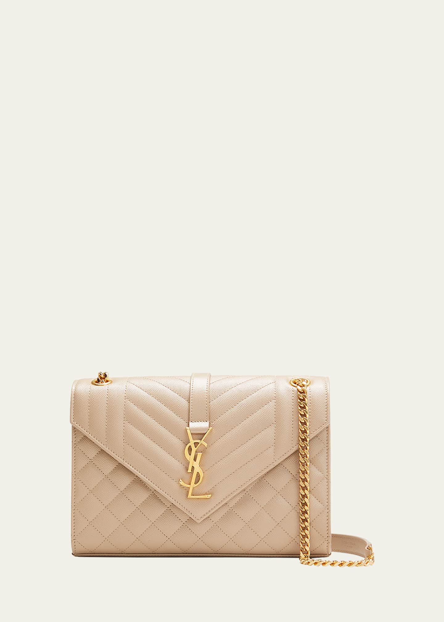 Saint Laurent Envelope Triquilt Medium YSL Shoulder Bag in Grained Leather Image 1 of 7