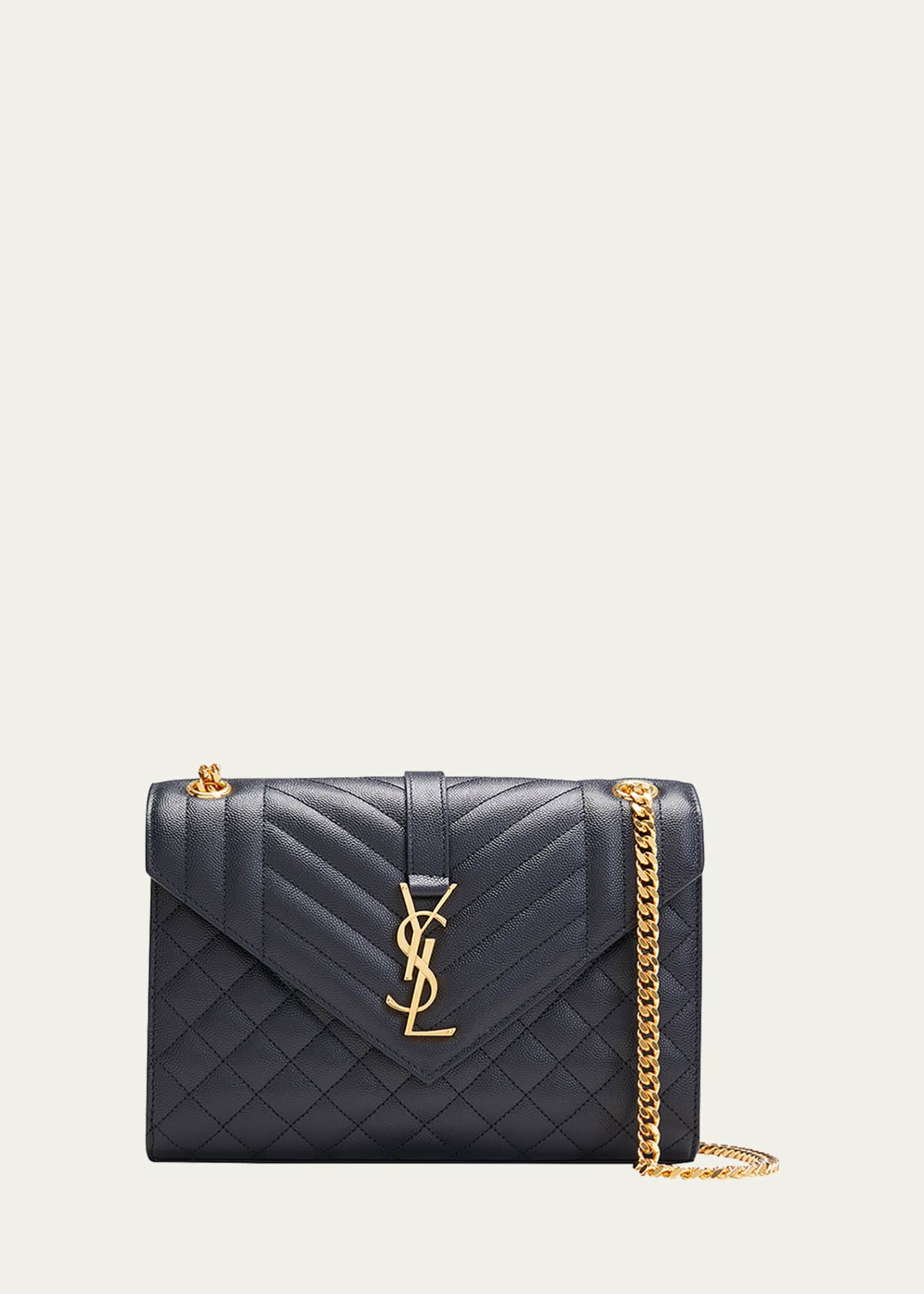 Saint Laurent Envelope Triquilt Medium YSL Shoulder Bag in Grained Leather Bergdorf Goodman