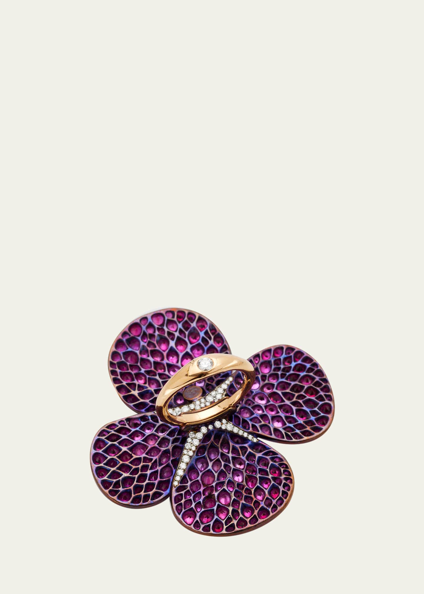 G Ruby, Sapphire and Diamond Titanium Clover Ring, EU 53 / US 6.5 Image 4 of 4